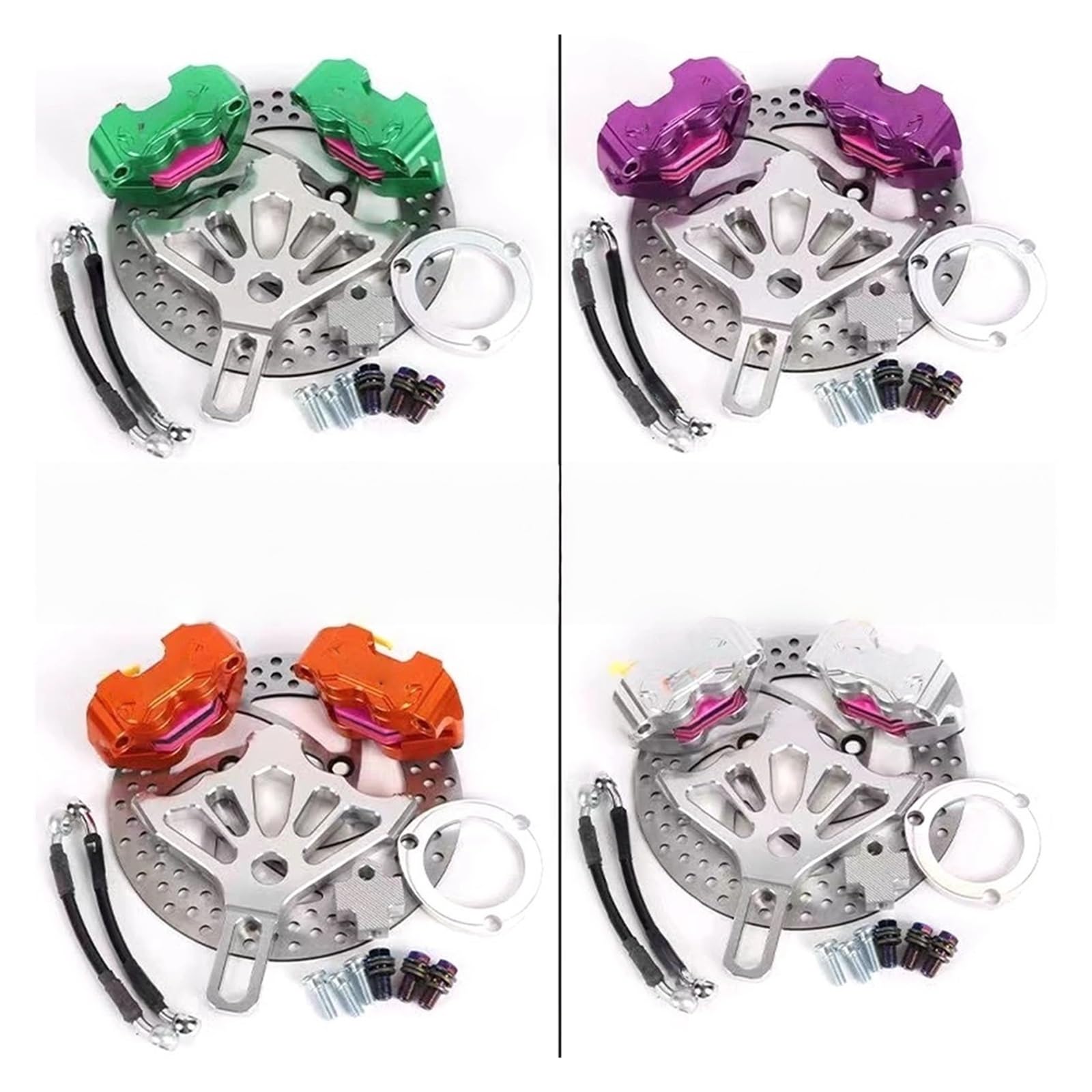 Disco freno flottante Pinza Freno Posteriore Doppia Per Moto Con Staffa Adattatore E Set Di Dischi Da 220 Mm Per Scooter(G)