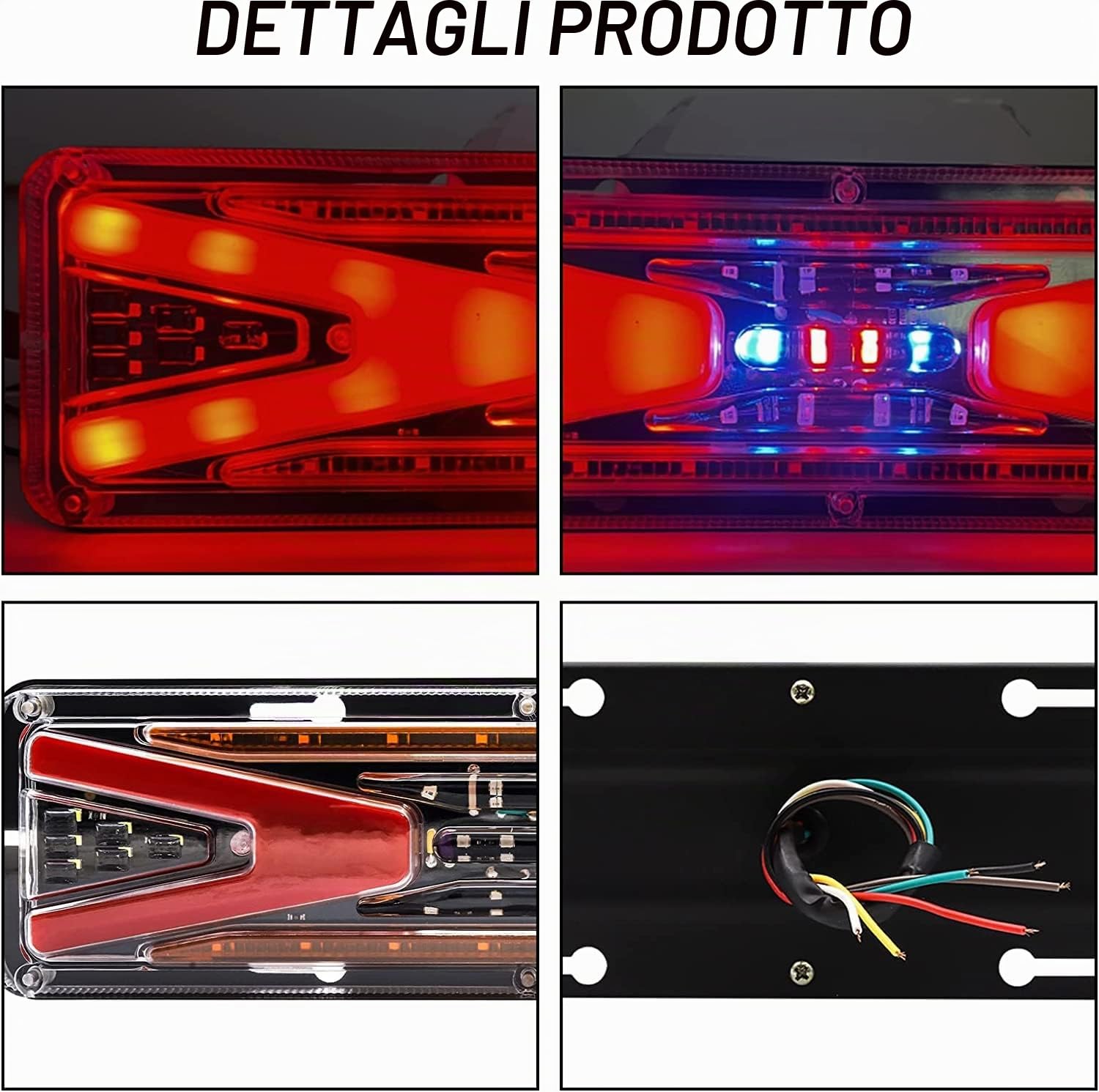 Biqing 2PCS Kit Fanali Rimorchio Luci Posteriori 24V,Multifunzione 56-LED Fanali Posteriori Luci di Stop Riflettore Indicatore di Direzione Dinamico per camion, rimorchio, camion, furgone