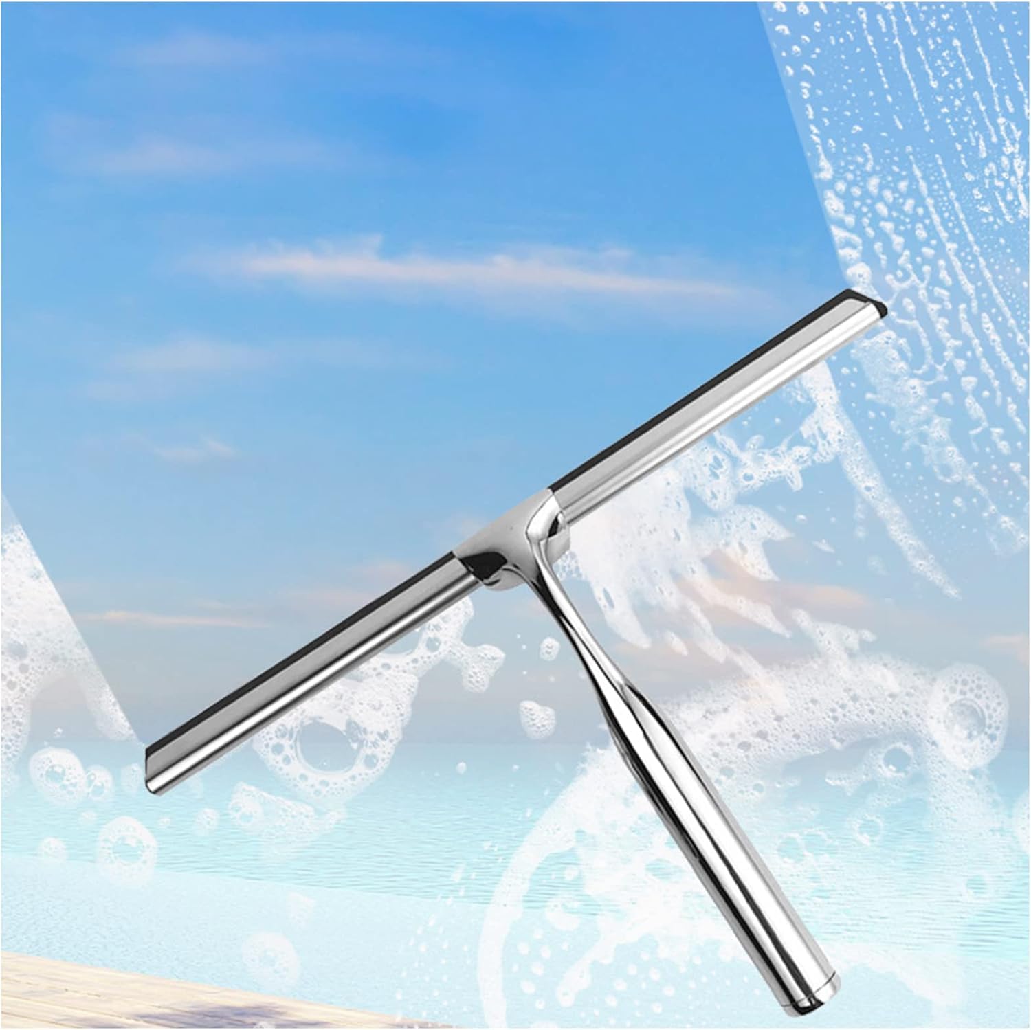 Limpiador De Mamparas De Ducha De Acero Inoxidable Herramienta De Limpieza De Vidrios Cepillo De Vidrio Raspador De Piso De Baldosas De Baño, Cylindrical Rose Gold 25cm, One-Size