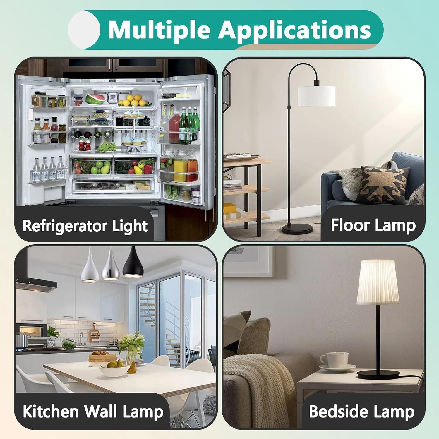 2 Pcs W11518235 Refrigerator Bulb Compatible with Kenmore Whirlpool Freezer | 120V 2W, Replaces W11160686 W10473925 W10574850 PS16555179 W10865839, Stable Long Lifespan, Easy Screw-In Installation