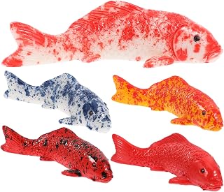 BESPORTBLE 5Pcs Fake Fish: Realistic Resin Lucky Koi Figurine for Aquarium Decor - Interior Decoration for Fish Tank, Vases - Outdoor Garden Pond (5.5X1.8CM)