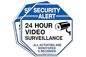 2-Pack Video Surveillance Signs CCTV Monitoring in Progress Keep Out Violators Will...