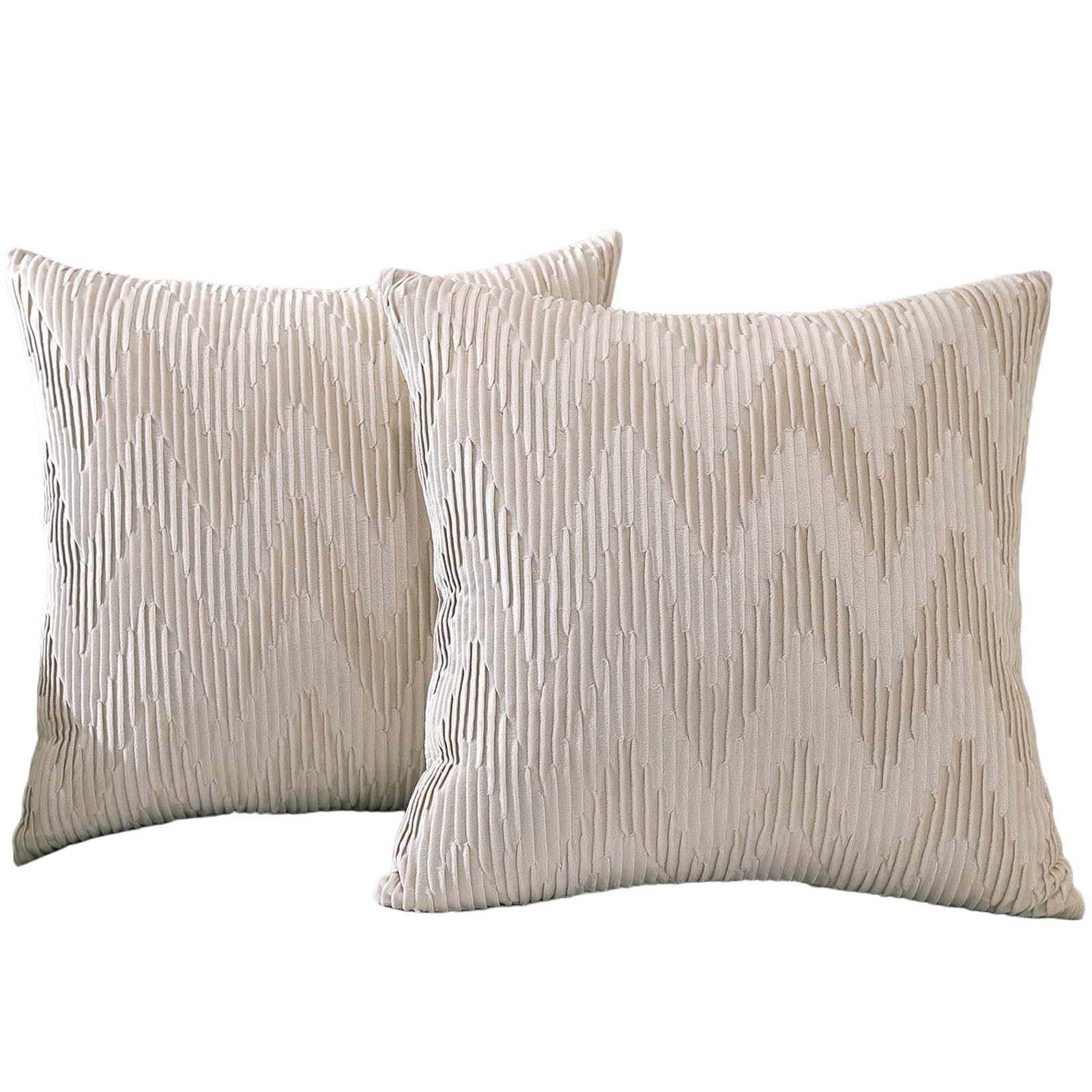 Yekuhe Soft Velvet Pillow Cases Set of 2 - Removable & Washable Cushion Covers 40x40 45x45 50x50 and Lumbar 30x50 cm, Decorative Throw Pillow Covers with Zipper for Sofa Couch(Beige,40x40cm)
