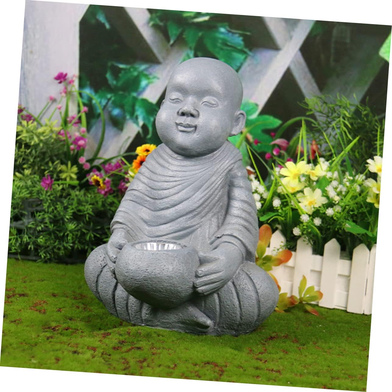 Hemoton Outdoor Solar Light Monk Decorative Lamp for Garden Solar Garden Decor Compact for Pathways Patios and Yards Unique for Lighting