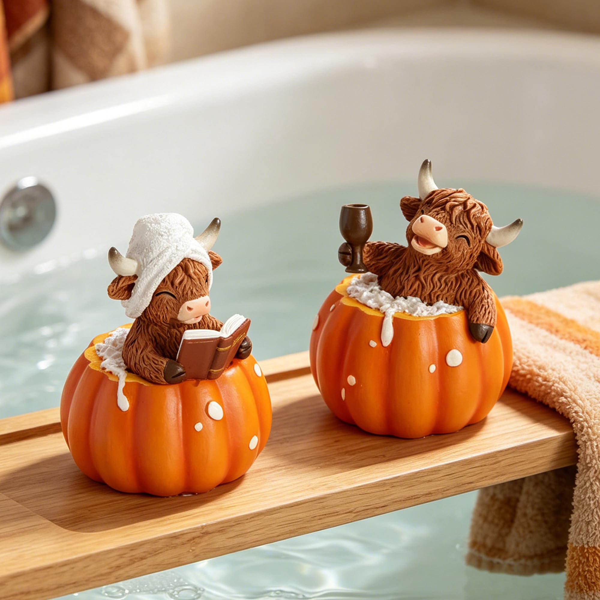 DN DECONATION Highland Cow Bathroom Decor, Fall Decorations for Home Table