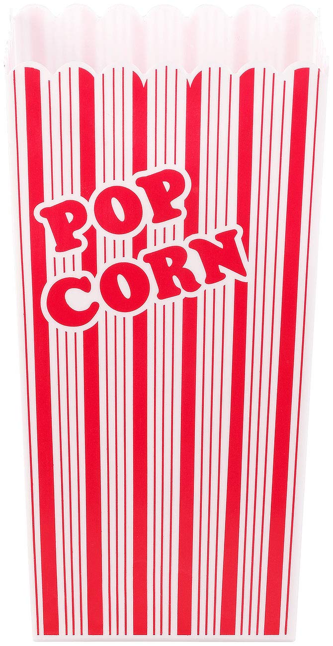 infactory Popcorneimer: 12er-Set Wiederverwendbare Popcorn-Boxen, 2 Liter, rot-weiß gestreift (Popcorn Schüssel Plastik, Becher Plastik, Box)