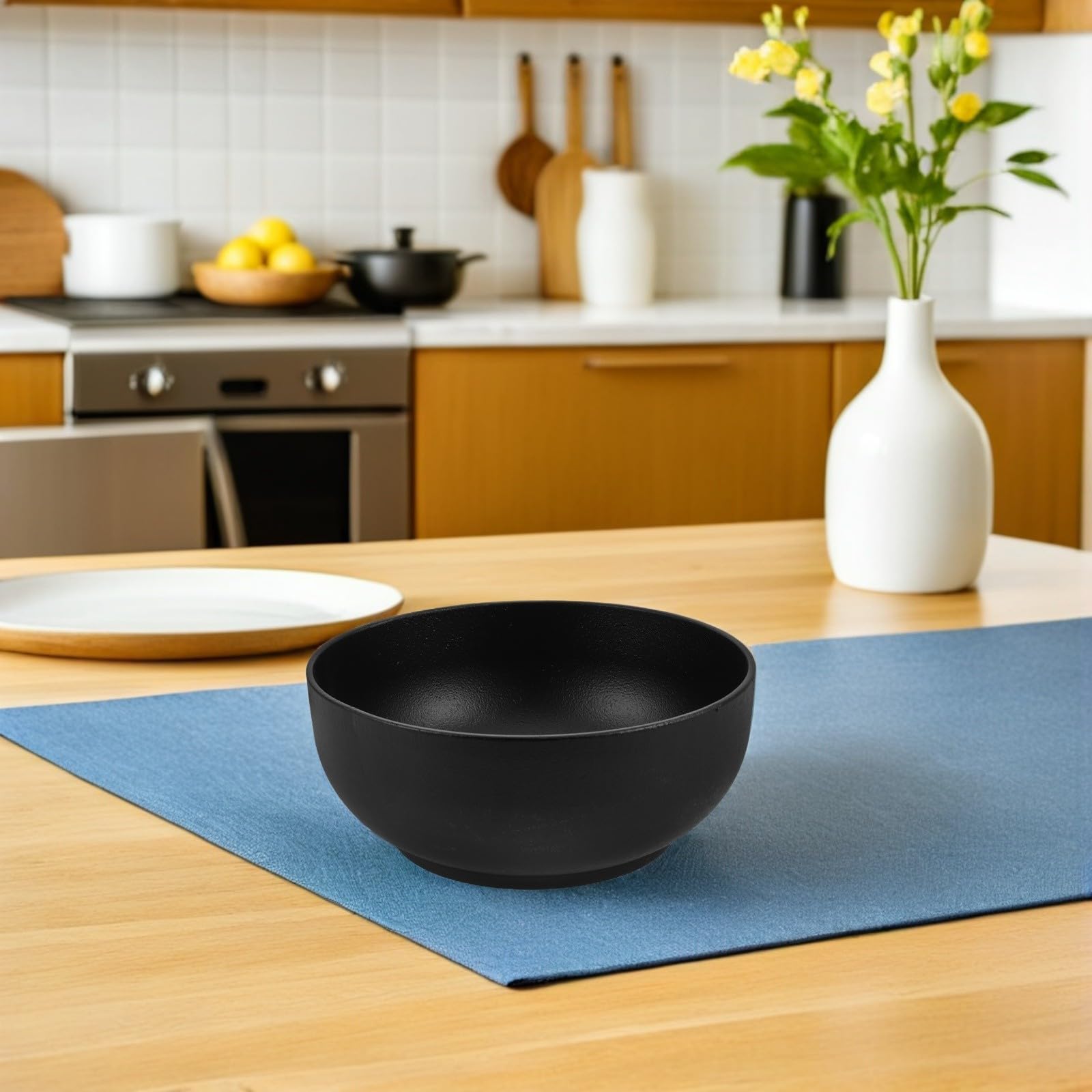 Gusseiserne Küchenschüssel 19cm Mikrowellengeeignet und Spülmaschinenfest Veganes Design für Desserts und Nudeln als Dekorative Obstschale