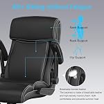 Big and Tall Leather Office Chair, 500lbs Computer Chair for Heavy People | High Back Executive Desk Chair with Flip-up Armrests and Adjustable Height (Black)