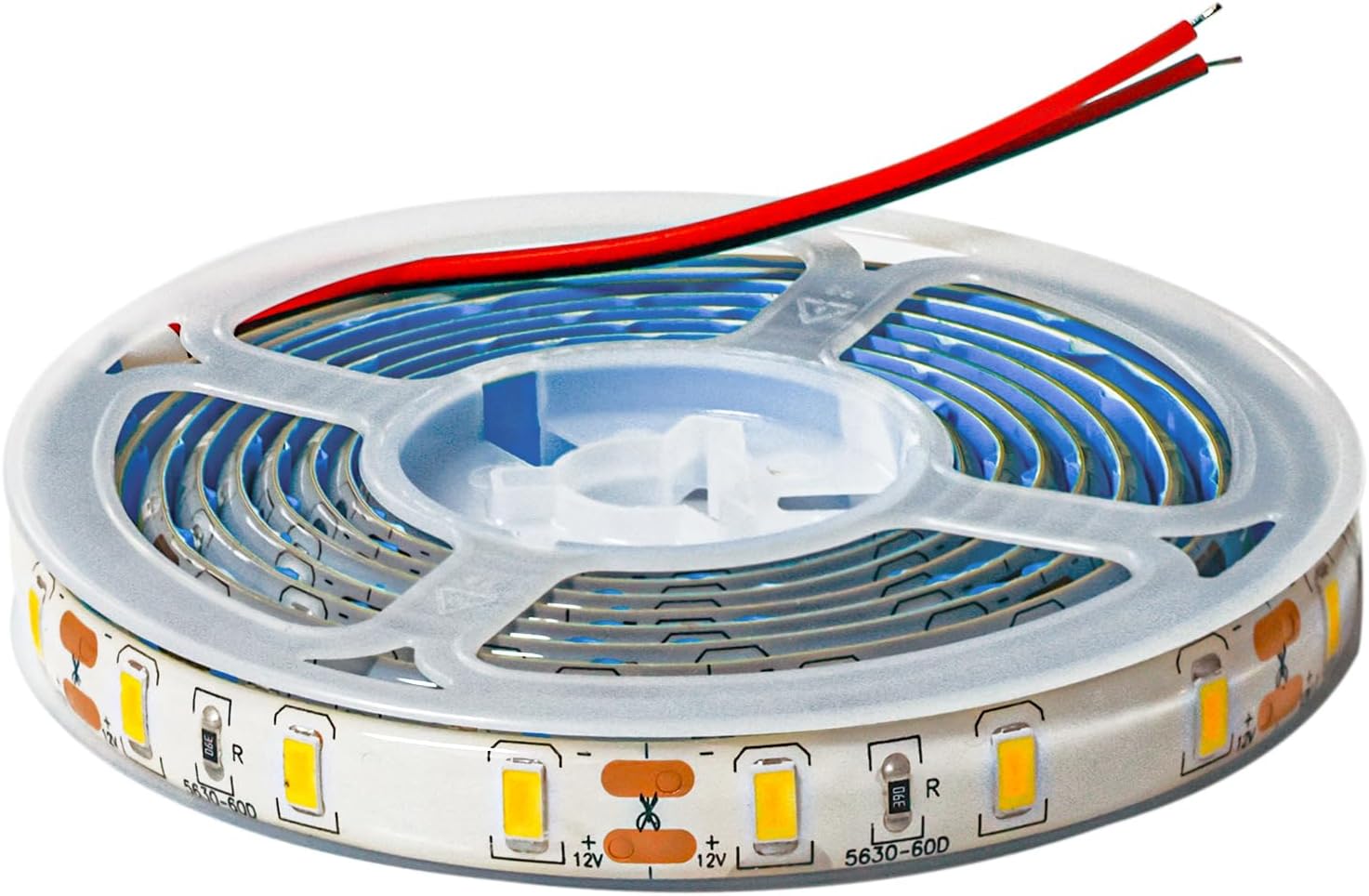 12V LED Strip, 2M SMD 5630 Warm White 3500K LED Light Strip IP65 Waterproof Total 120 LEDs LED Rope Light String Light for Bedroom, Kitchen, Advertising Decoration