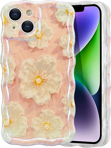 Miniatura 37 de EYZUTAK - Funda protectora de TPU para iPhone 12 Pro, estilo retro colorido, diseño láser brillante de pintura al óleo, estampado floral, borde Azul