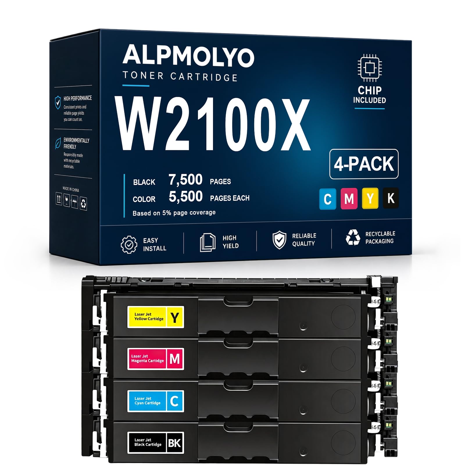 W2100X sostituzione della cartuccia di toner ad alta resa per W2100X W2101X W2102X W2103X, compatibile con HP Color LaserJet Pro 4201dw MFP 4301fdw, con chip
