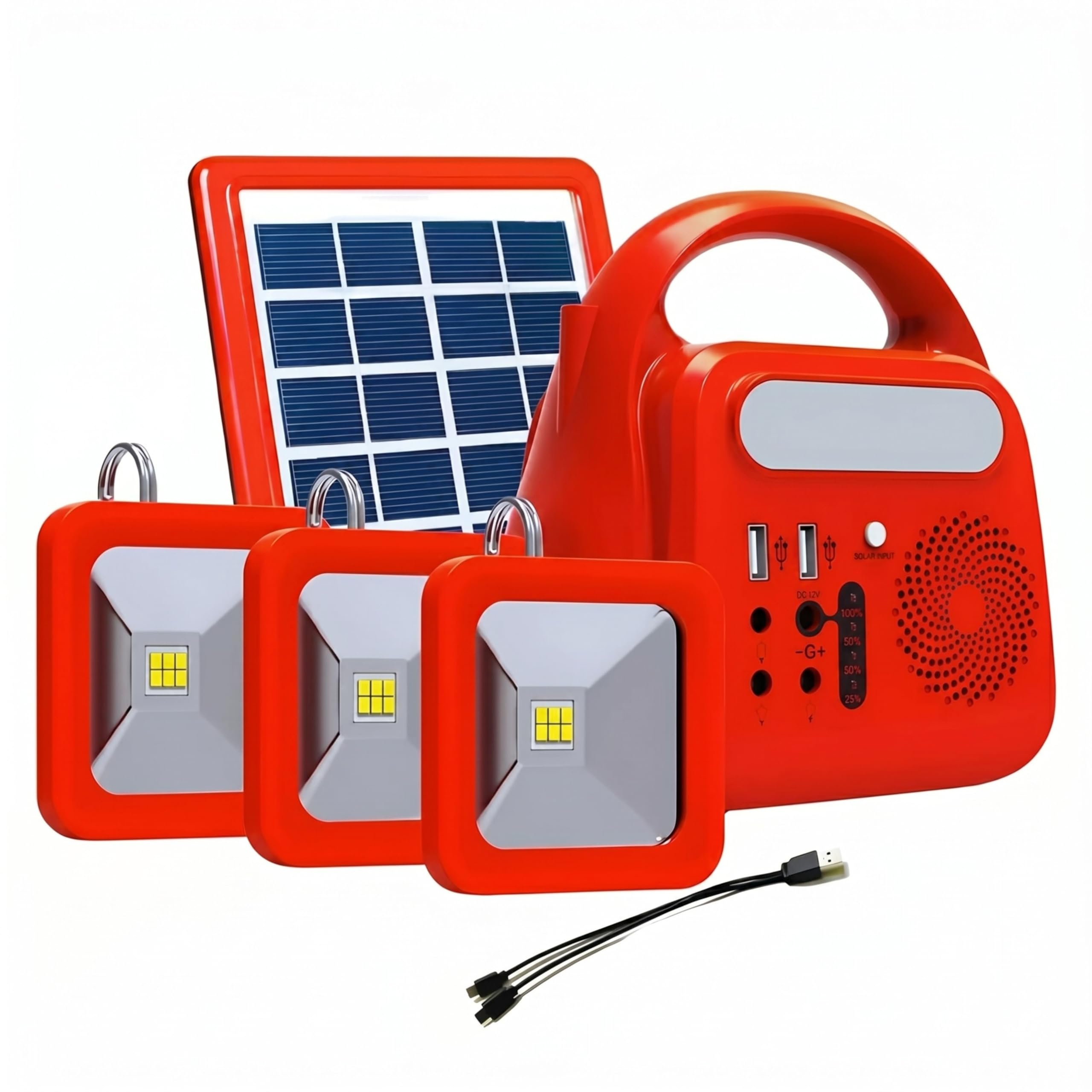Drumstone LED ML-5090 Mini Solar Inverter Kit with 10W Solar Panel | 3 LED Bulbs 6000mAh Battery USB Charging | Portable Emergency Light System for Home Outdoor Camping Power Backup-image-36