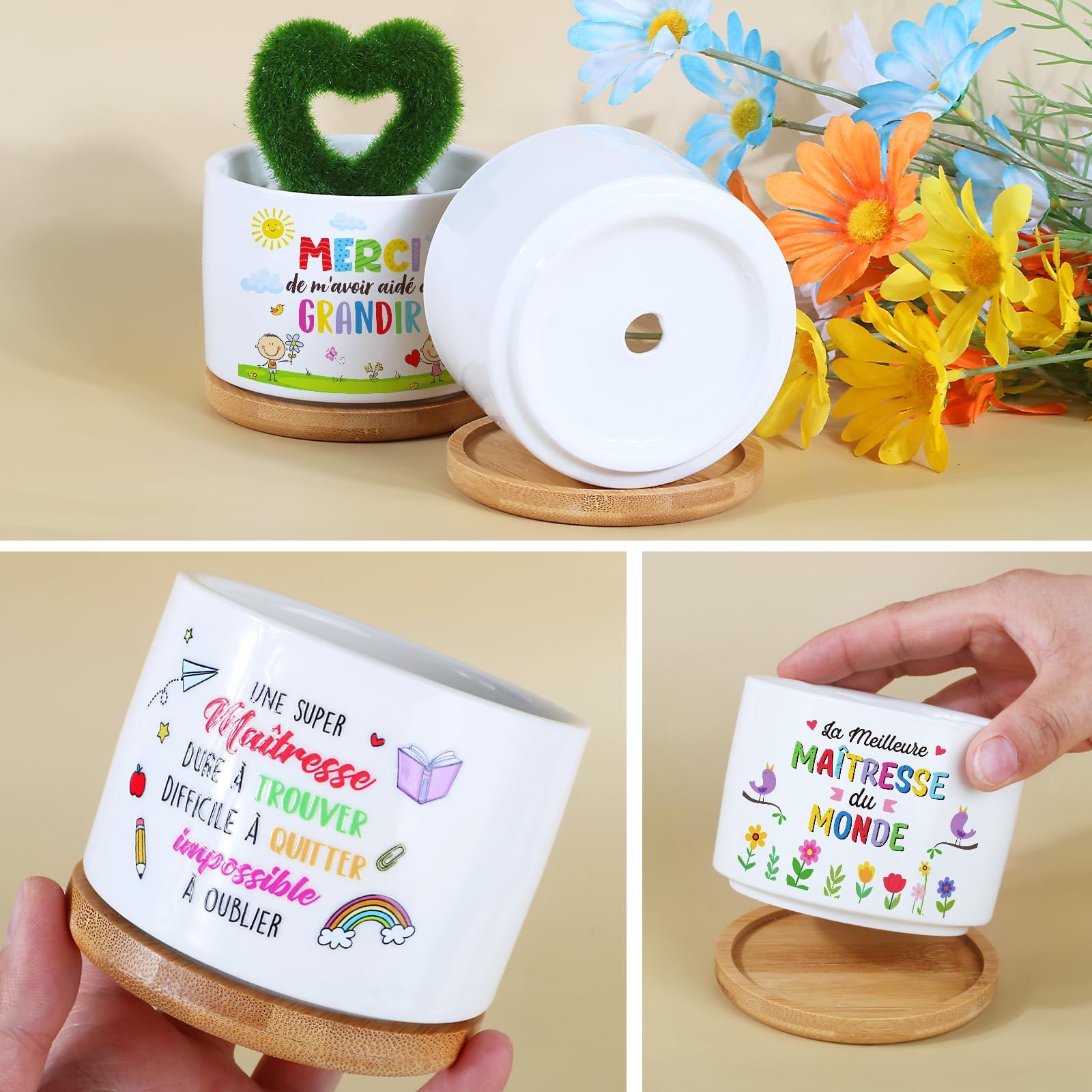 BOFUNX 3 Blumentöpfe Mit Aufklebern – Set Für Pflanzen, Deko Oder DIY-Projekte