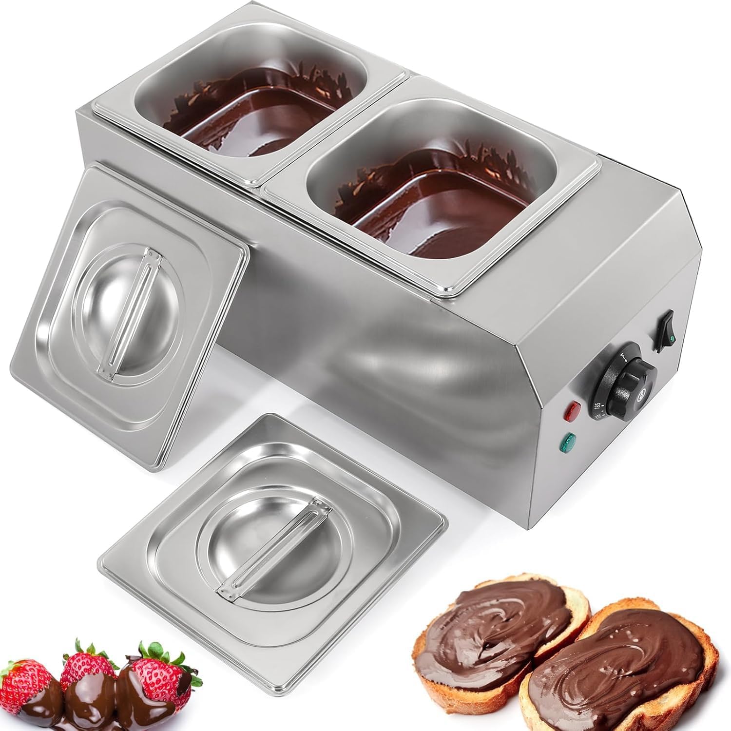 Commercial Chocolate Tempering Machine 1000W 30℃~85℃ 3 * 2 Stainless Steel Cylinders Auto Temp Control Hot Chocolate Heating Melting Machine (CS-2)