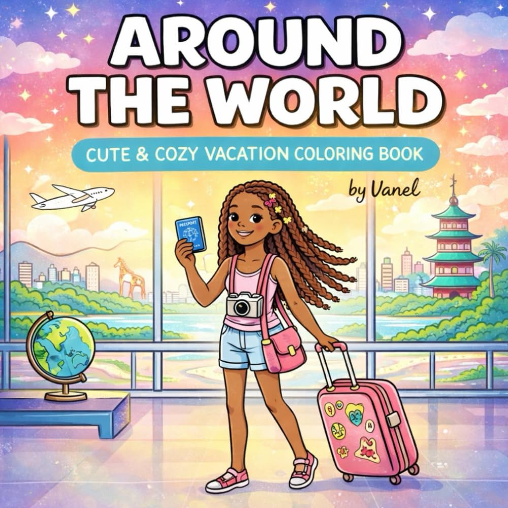 Around the World: A Cute & Cozy Travel Coloring Book for Adults & Teens: Relaxing Vacation Scenes, Wanderlust Adventures & Cozy Getaway Around the