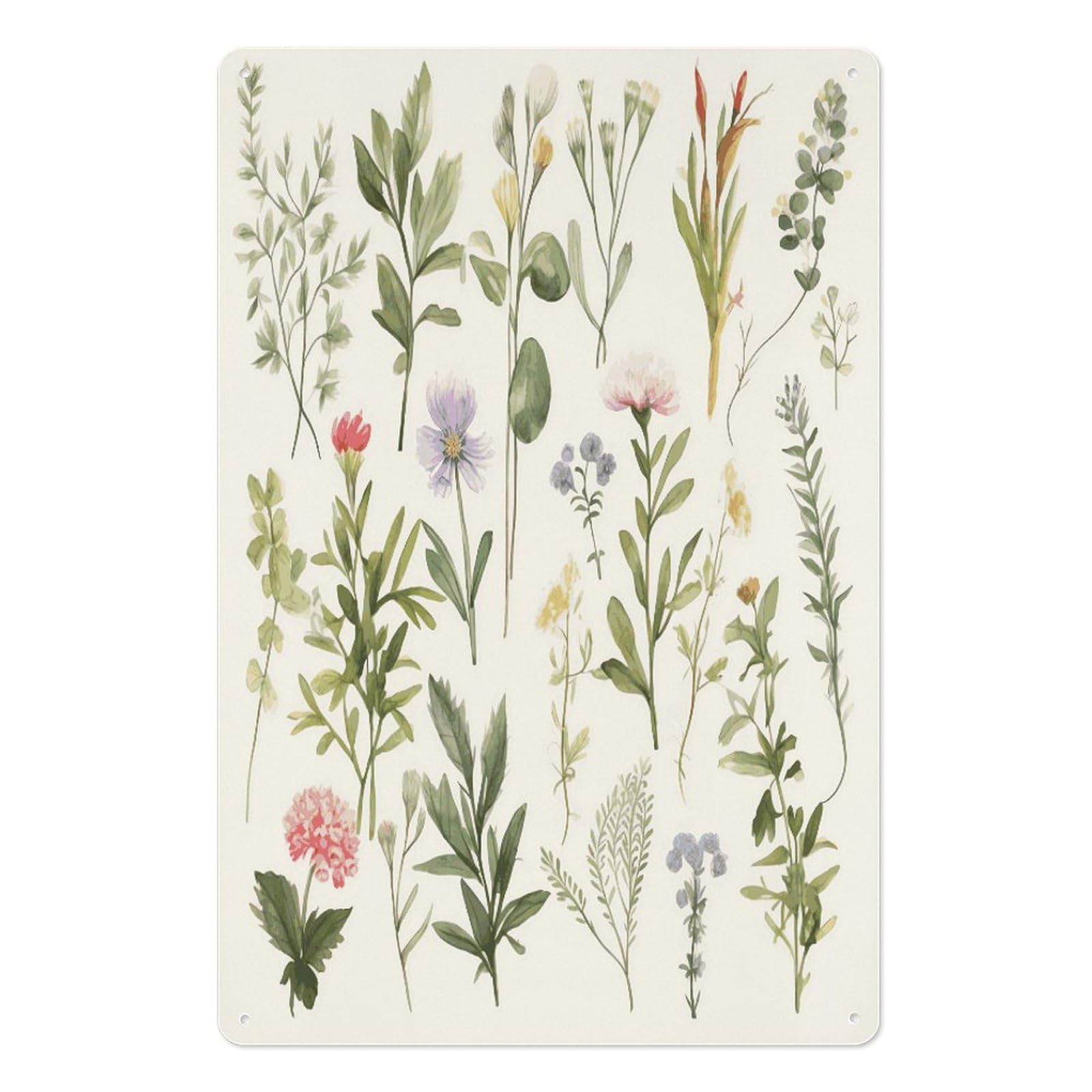 Adfgyerh Style Season Watercolors Of Herbs Flowersb Tin Sign Hanging Art Prints,Wall Decor For Gifting And Party Decoration 7.9X11.8 Inch,Wall Art For Home Garden Greenhouse Living Room Bedroom Yard