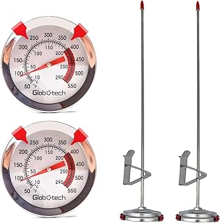 Meat Candy Deep Fry Thermometer 2" Dial Thermometers 12" Long Stainless Steel Stem for Cooking, Grill, Turkey (2PC Waterproof)