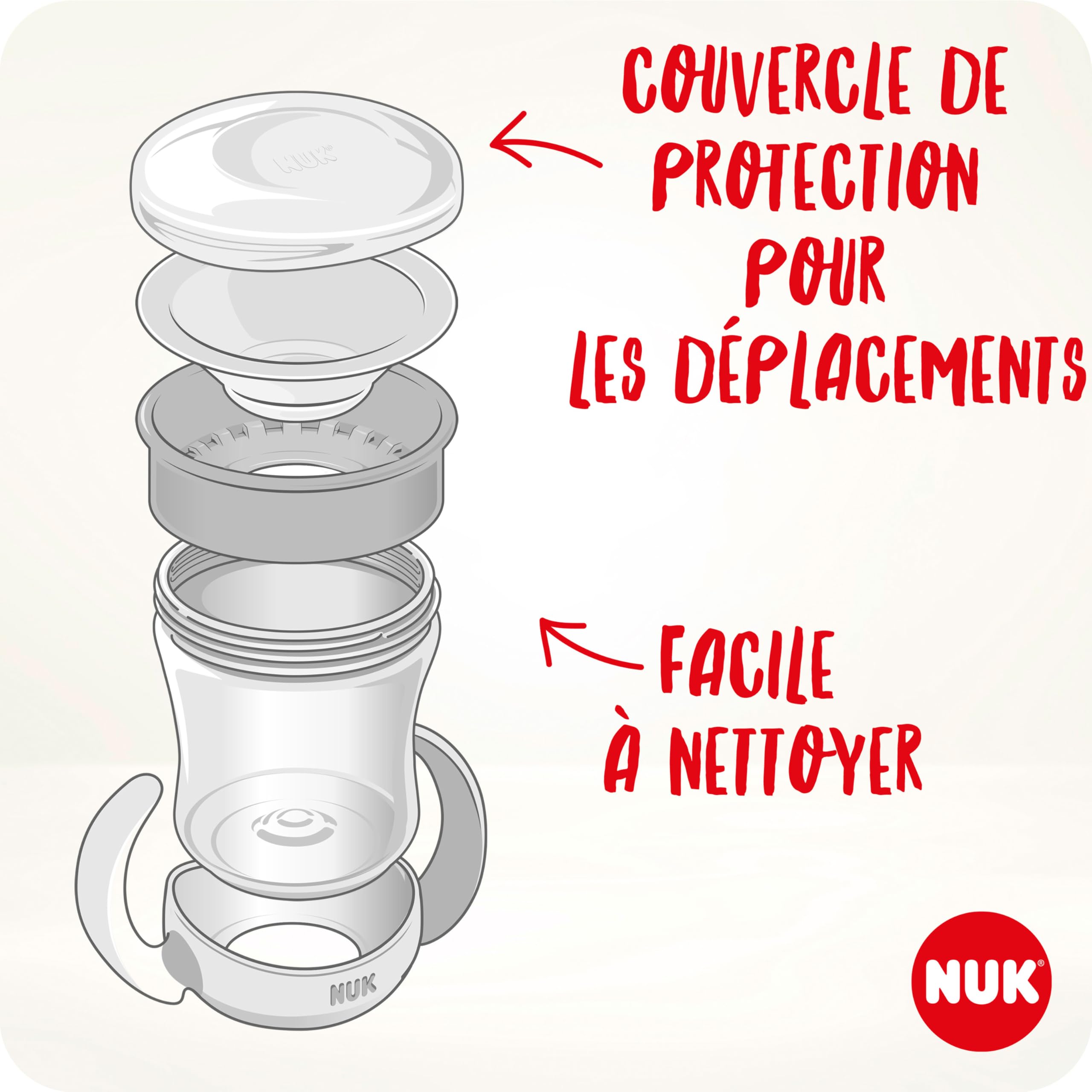 NUK Magic Cup Tasse d’Apprentissage | Rebord antifuite 360° | 6+ mois | Poignées ergonomiques | 160 ml | Turquoise (souris)