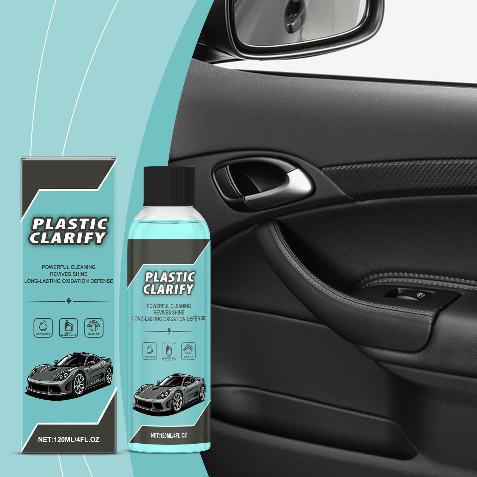 Plastic Clarify for Cars - Waterless Spray Wax & Restorer for Interior & Outside - Revives Faded Trim, Dashboard & Rubber with UV Protection