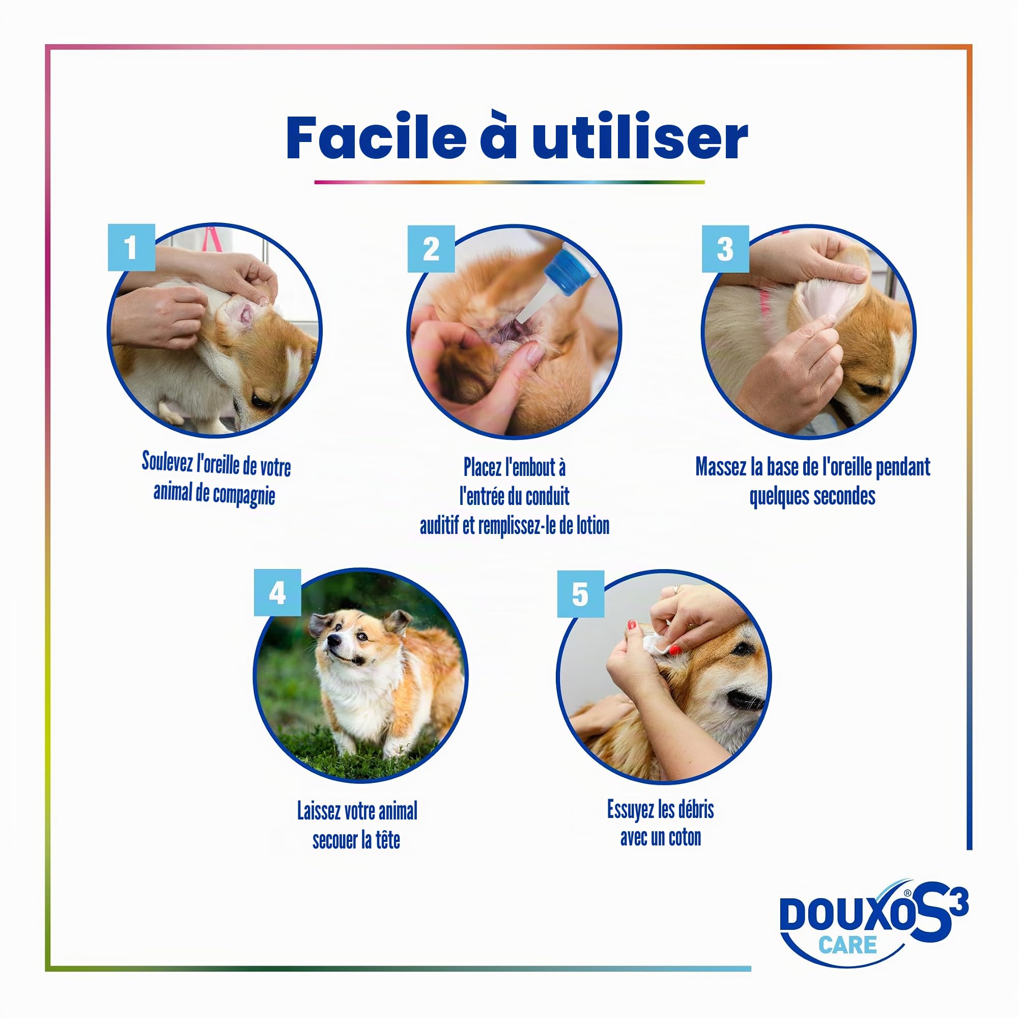 DOUXO® S3 Care Nettoyant d'oreille 120 ML | Recommandé par Les vétérinaires et cliniquement prouvé | pour Chiens et Chats | Utilisation Douce et régulière | Nettoie et élimine la Cire | Apaise