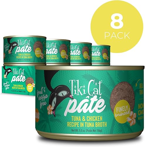 Miniatura 2 de Tiki Cat Luau Pate, receta de atún y pollo Ahi en condimento de pollo, nutrición equilibrada sin granos, comida enlatada húmeda para gatos, para