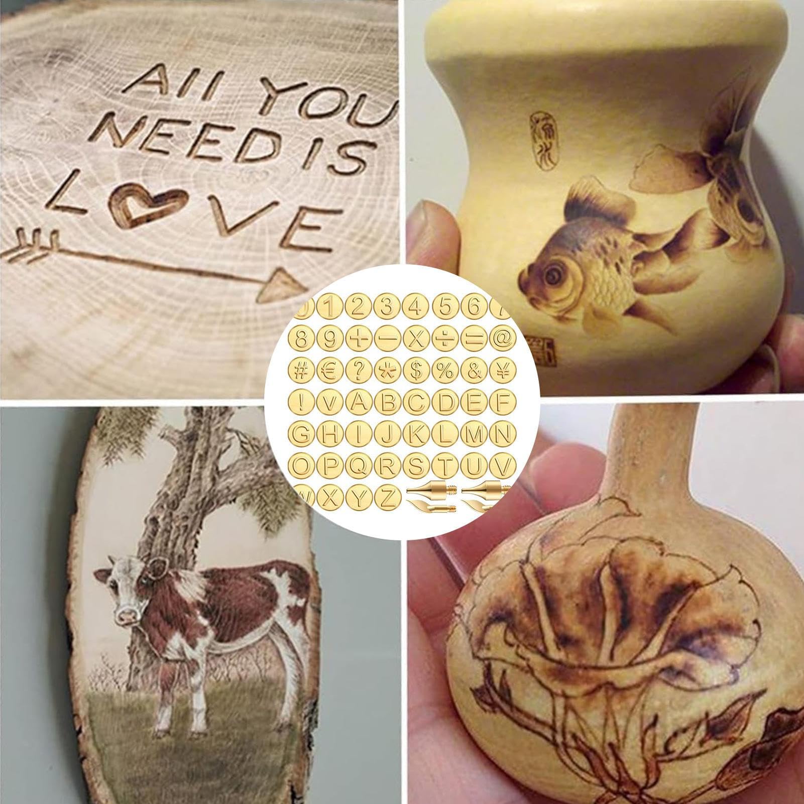 Stampo in Rame con Lettere, Set per Intaglio del Legno,Kit per Intaglio Artigianale del Legno Fai da Te | Kit per stampaggio Metalli per Creare Regali Unici e Aggiungere Fascino alle tue