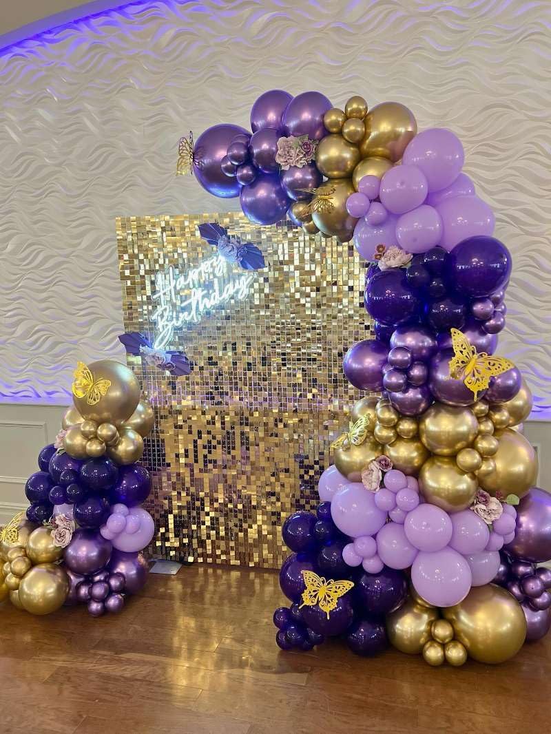 Purple and Gold Balloons Garland Arch Kit - 5 10 12 18 inch Different Size Purple Dark Purple Metallic Gold Balloons for Birthday Baby Shower Anniversary Adults Prom Luxury Party Decorations image 5