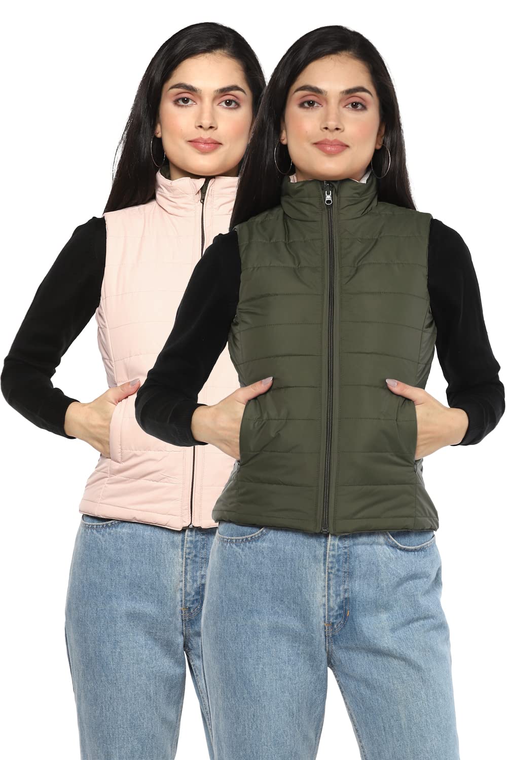 van heusen Women Polyester Sleeveless Reversible Standard Length Puffer Jacket-picture-24