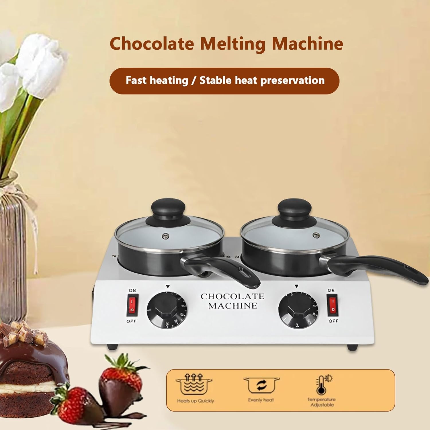 AIZYR Chocolate Melting Pots, Electric Heating Chocolate Tempering Machine with Manual Control Heating for Chocolate,Candy,Butter