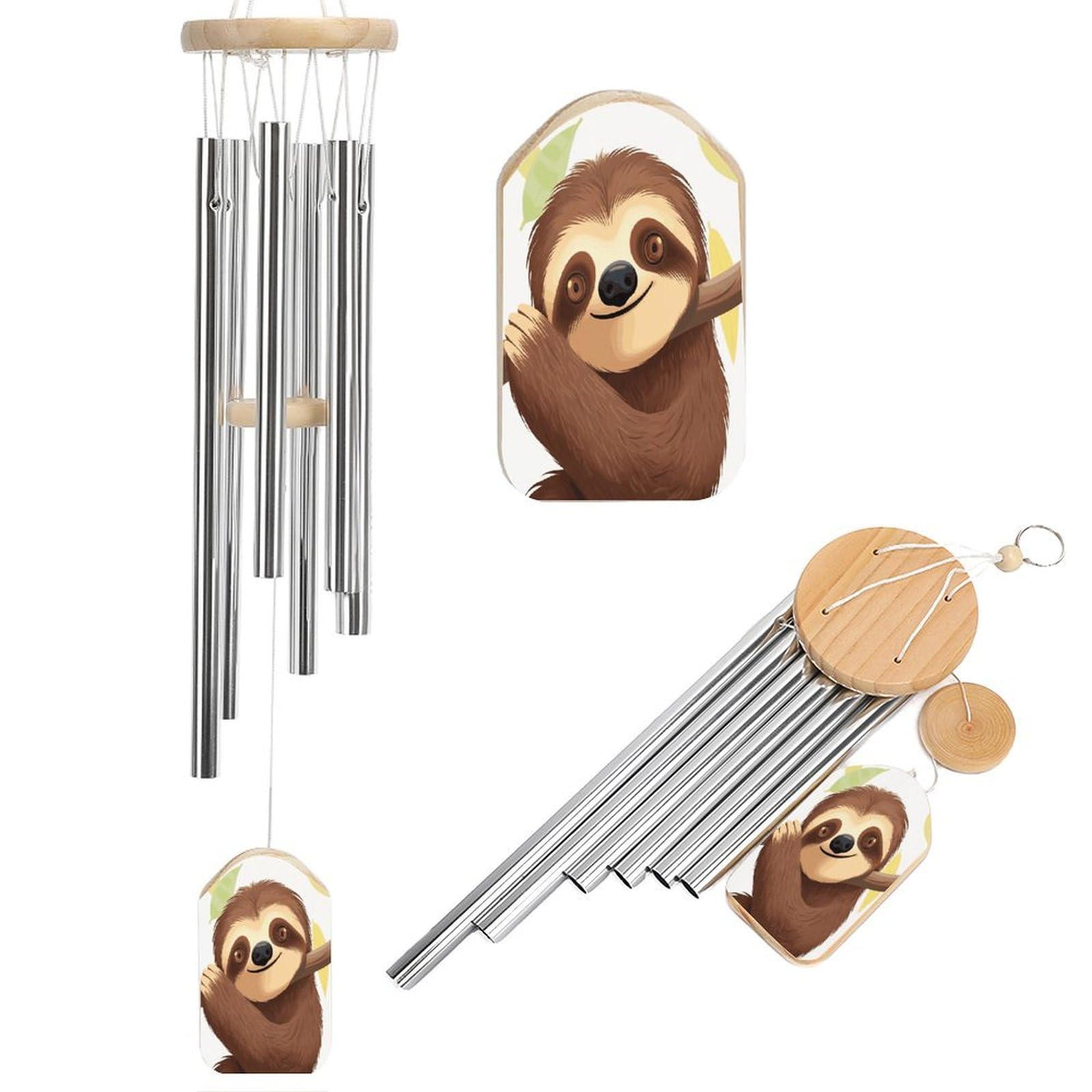 Sloth Wind Chimes for Outside, Memorial Windchimes Deep Tone Soothing Melodic Tones, Sympathy Wind Chimes for Patio Home Or Garden Decor