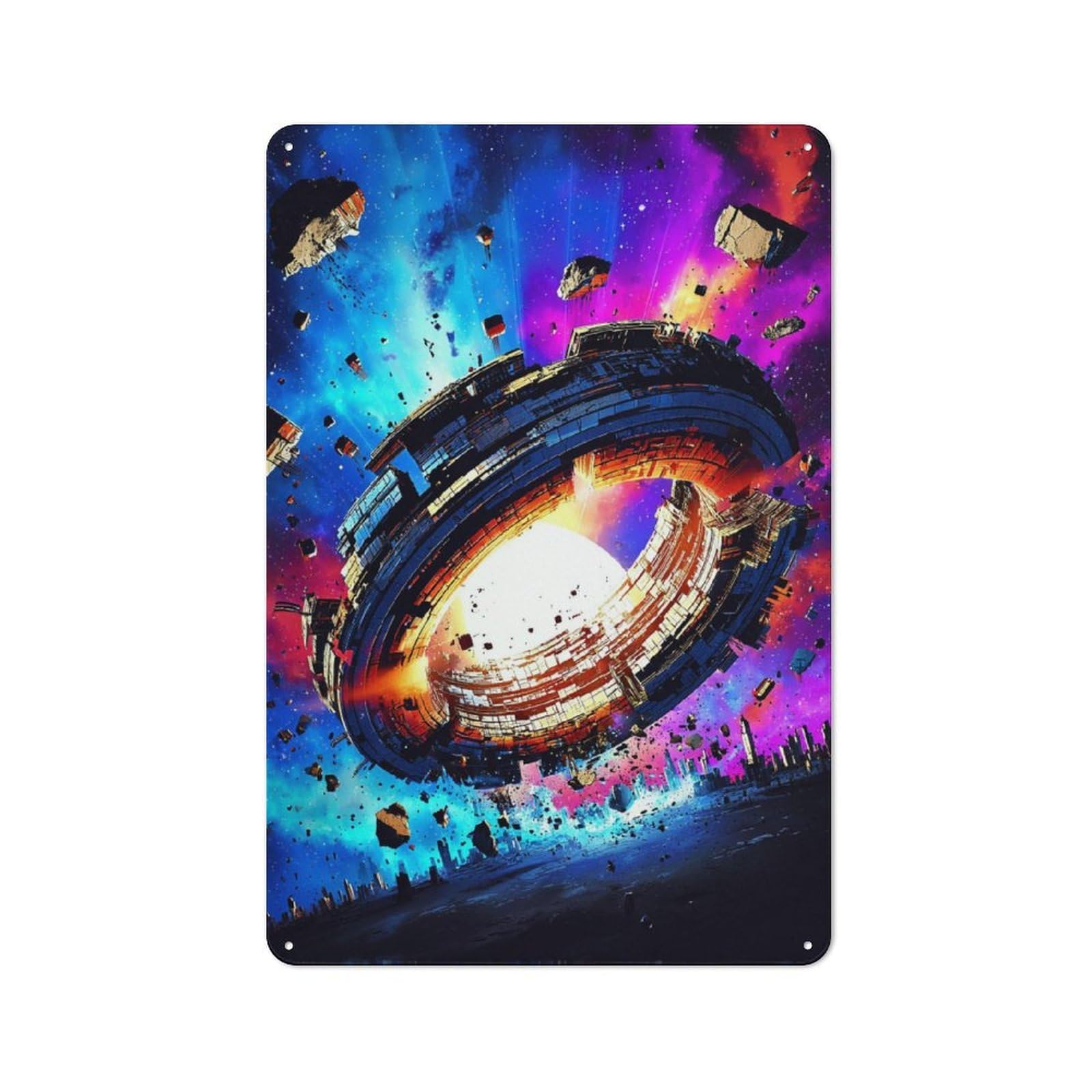 Galactic Destruction A Cosmic Catastrophe Retro Metal Sign 30x20cm, Garage Style Shed Wall Plaque for Garage, Hobby Room, Office Or Man Cave