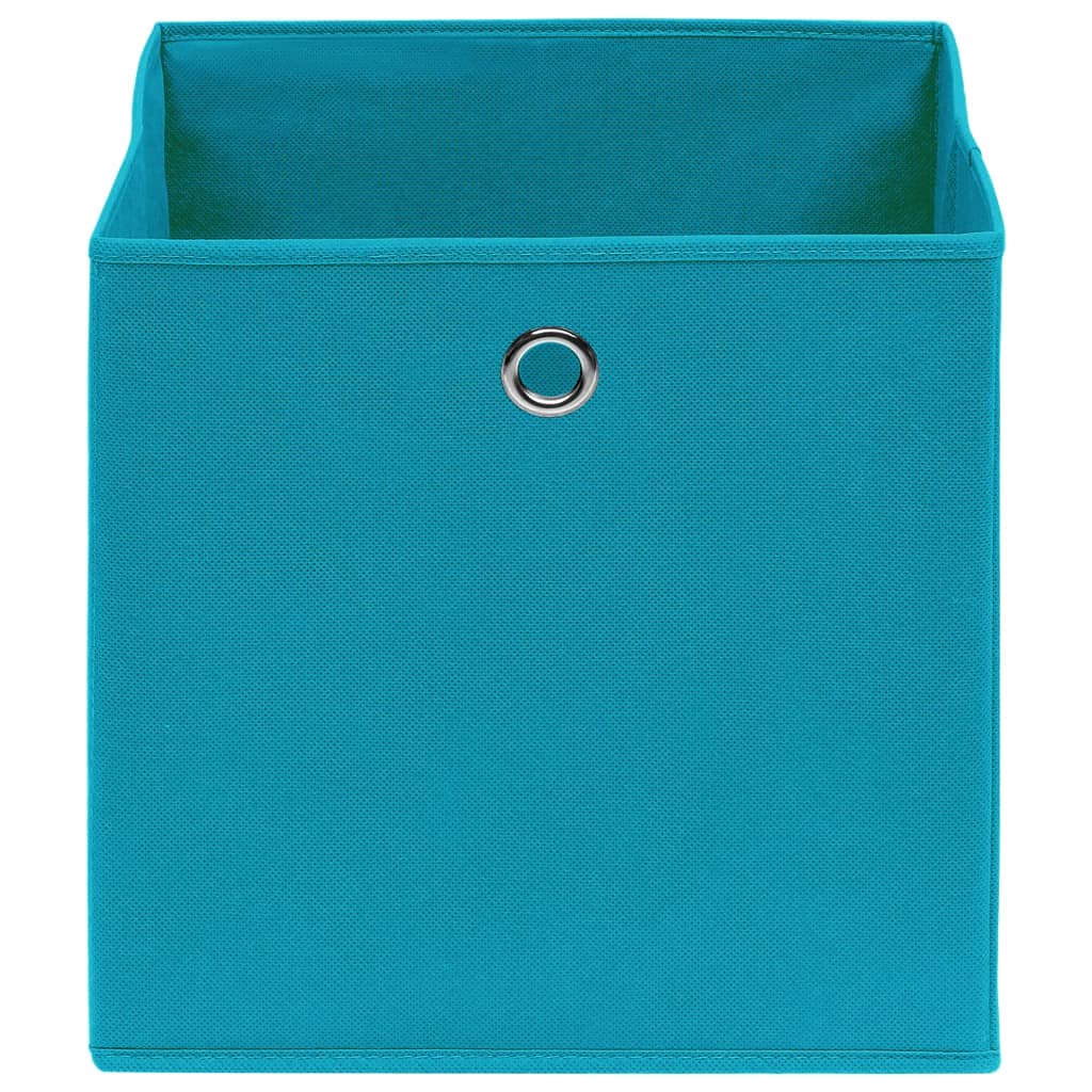 Faltbare Aufbewahrungsboxen 10 Stk Babyblau 32x32x32 cm | Aus Vliesstoff, mit Metallöse, platzsparend zusammenfaltbar, für Schrank und Regal