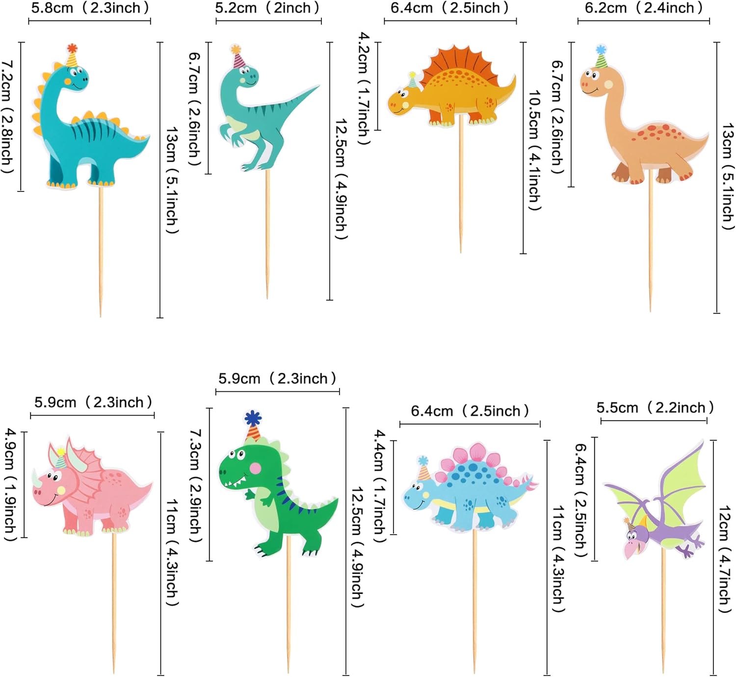 Blumomon 32Pcs Dinosaur Cupcake Toppers Baby Dinosaur Cupcake Picks Dino Theme Baby Shower Kids Birthday Party Cake Decorations Supplies - Image 3