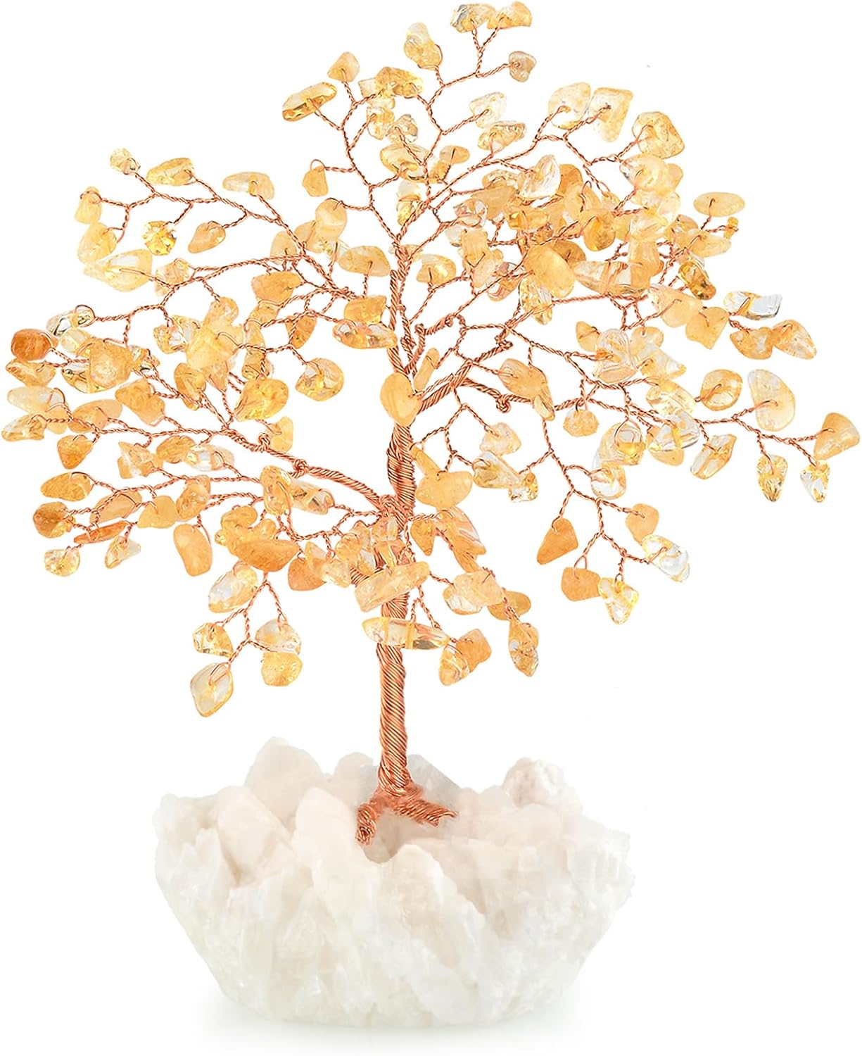 Natural Citrine Gemstone Crystal Tree of Life,Clear Quartz Cluster Base,Bonsai Money Tree Feng Shui Home Decor,Healing Crystals Positive Energy Gift for Luck and Wealth 5.5"-6.3" - Image 4