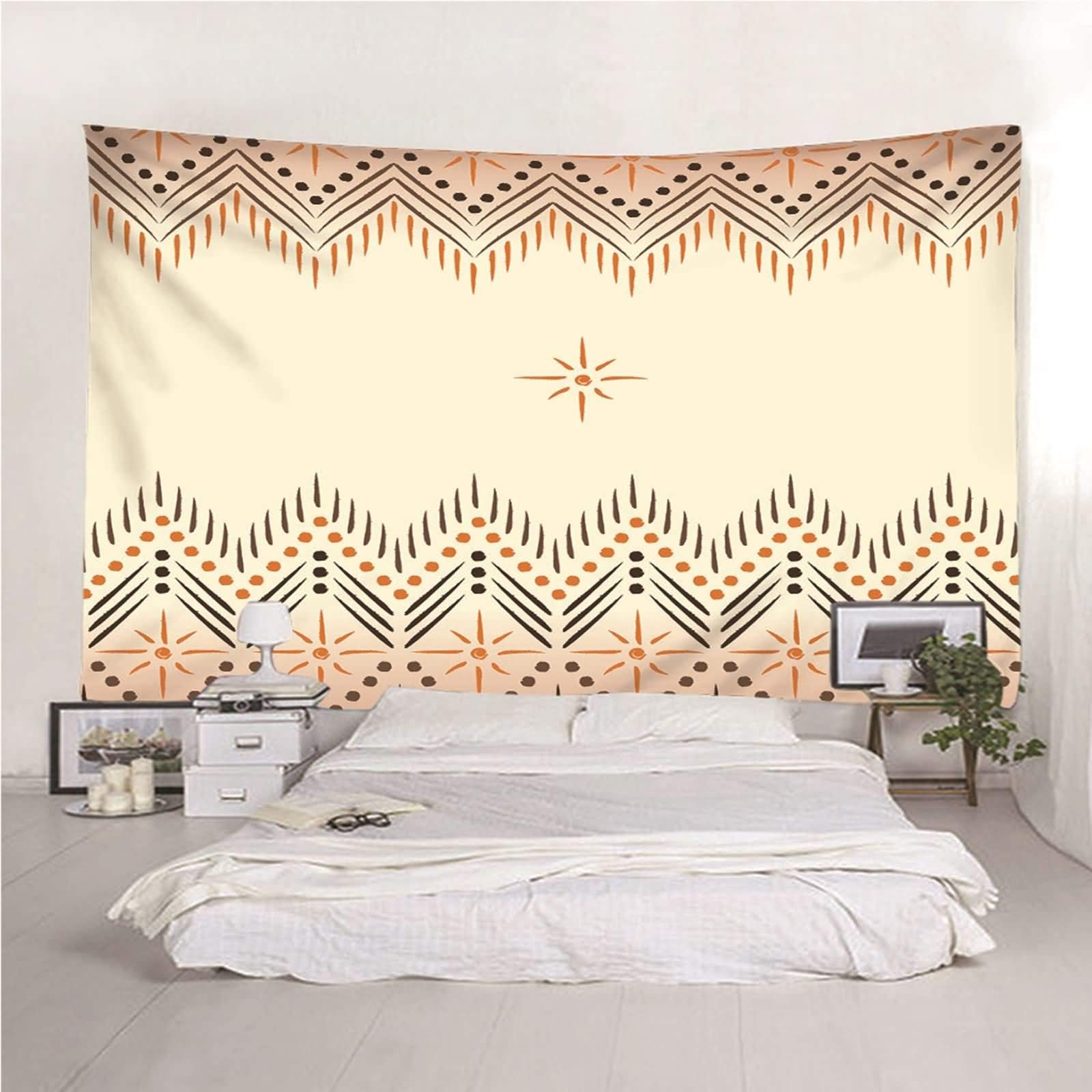 Homxi Wandteppiche Wandbehang 260 x 240 CM,Wandtuch Psychedelic Polyester Vintage Muster Beige Wandteppich Psychedelic