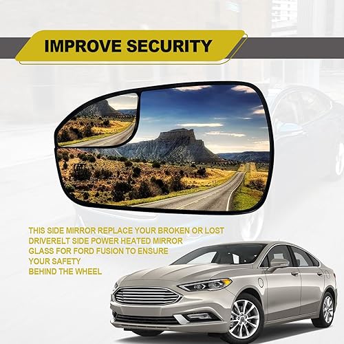 Miniatura 6 de Espejo lateral izquierdo del conductor, espejo retrovisor eléctrico con calefacción, compatible con Ford Fusion 2013-2020, repuesto # DS7Z17K707F