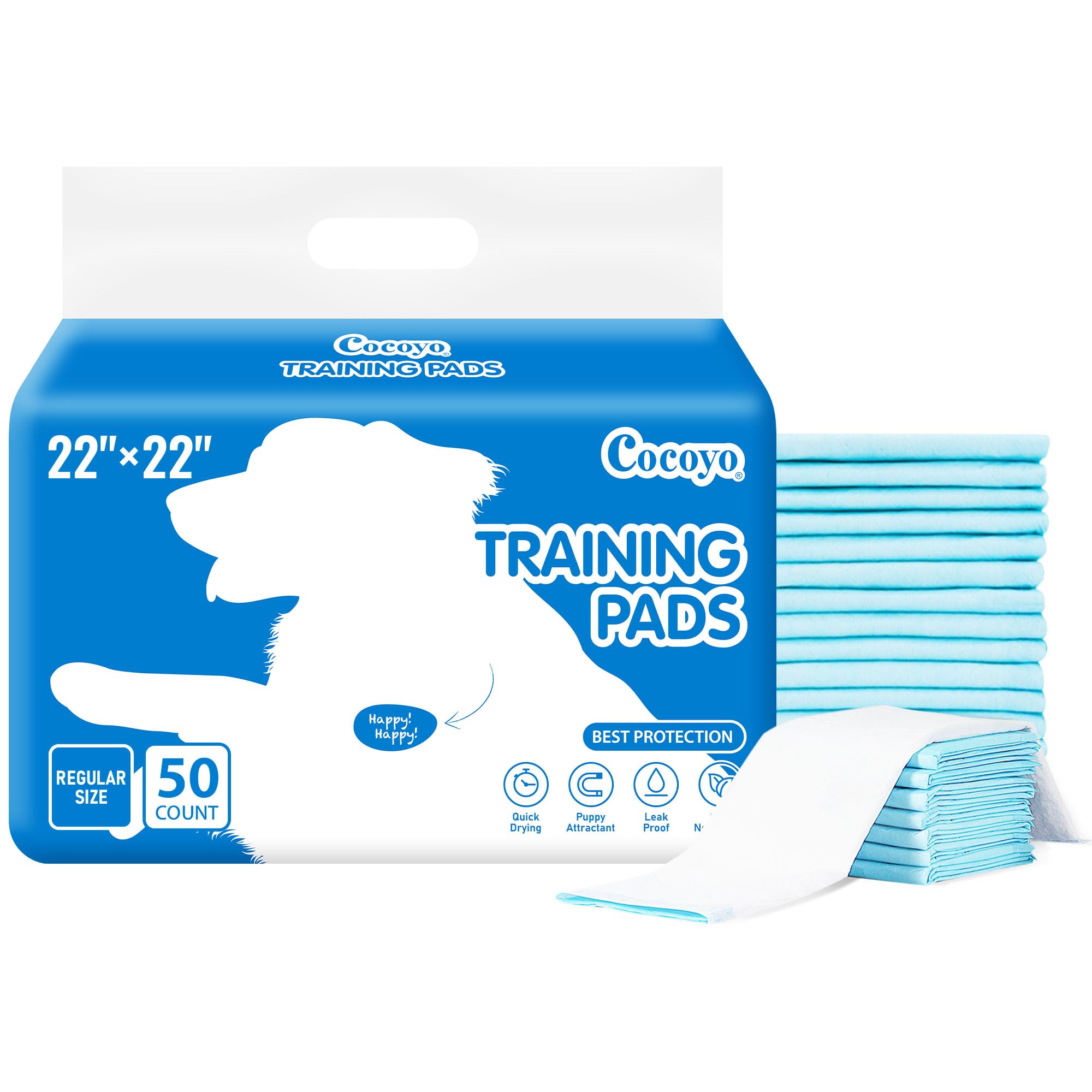 COCOYO Best Value dog and Puppy Training Pads 22"x22" ,Dog Training Pads 50 packs | Dog Pee Pads | Super Absorbent Puppy Pads