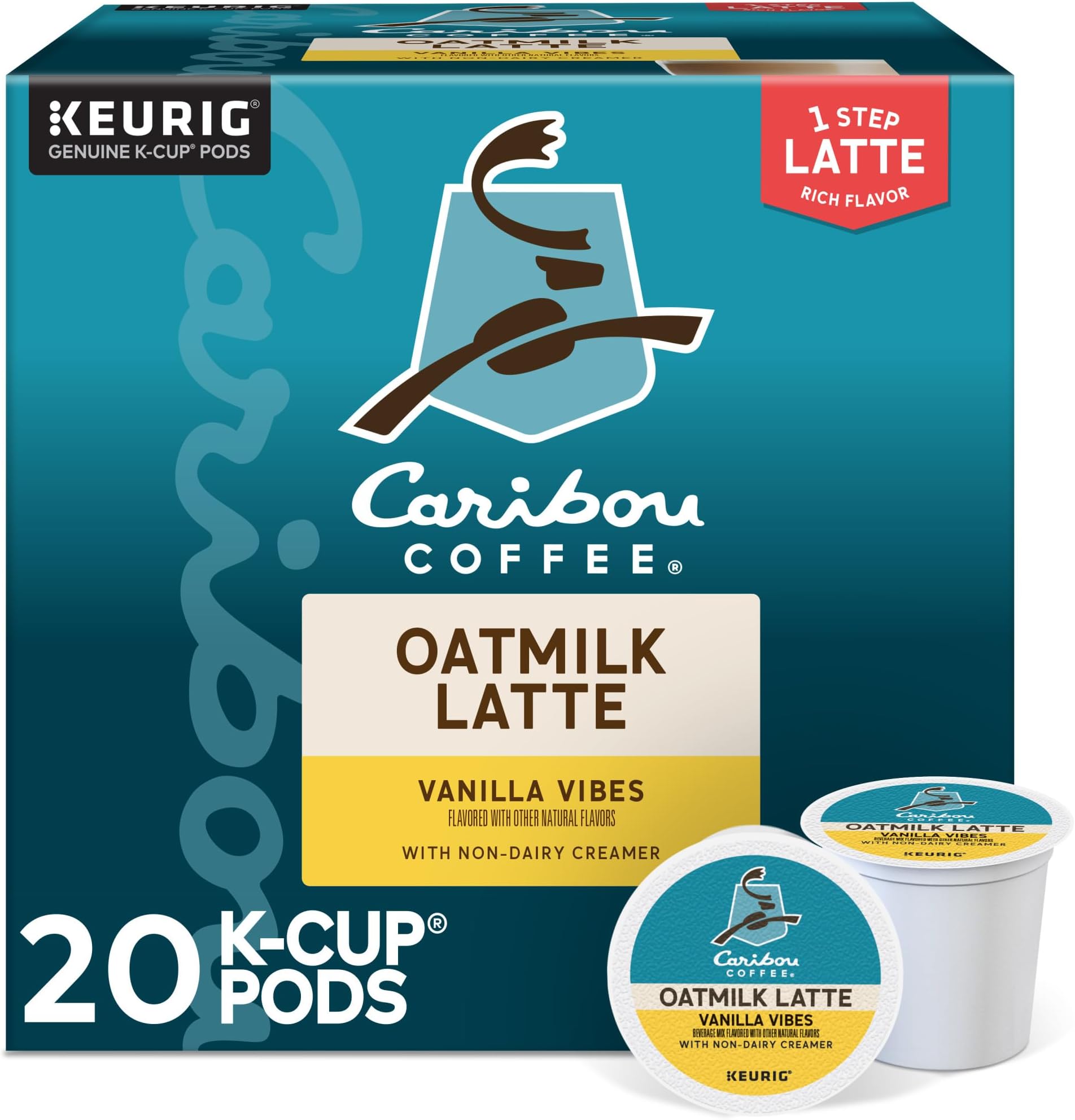 Vanilla Vibes Oatmilk Latte, One Step Latte Single Serve Keurig K-Cup Pods, 20-Count Box