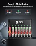 EBL Remboursé AAA Batteries, 8 Pack de piles triple A 1300mWh Longue durée avec 1.5V & 1.2V Chargeur rapide pour AA AAA Batterie Ni-MH Ni-CD