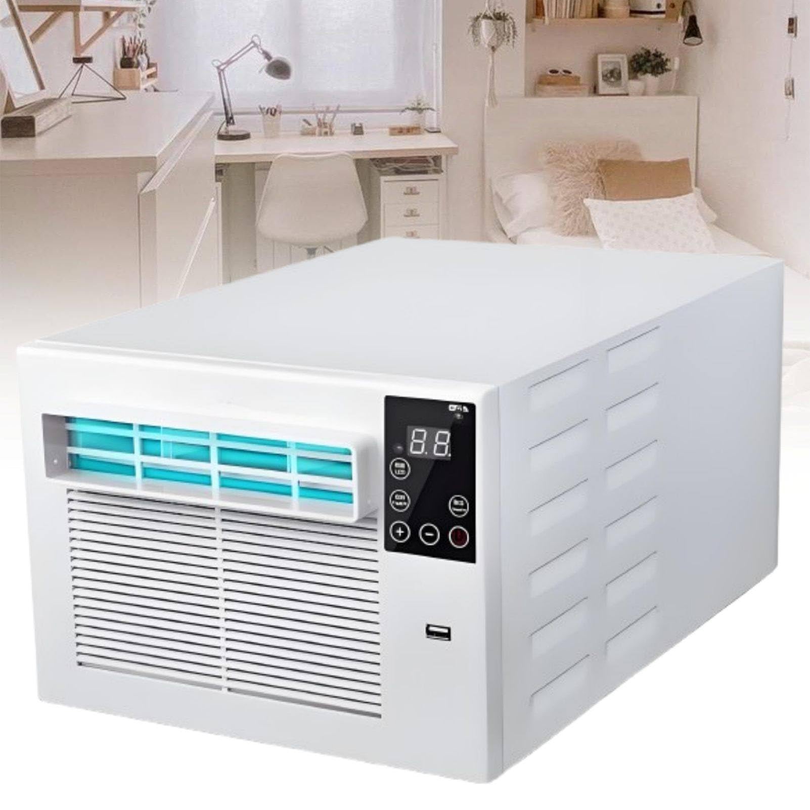 MhWrughts Portable Mini Air Conditioner, Personal Cooling Unit, 1881 BTU 550W Fast Cooling Dehumidifier with Remote Control, for Bedroom, Rental House, Dormitory, Small Room