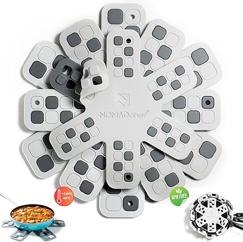 NOMADCHEF Salvamanteles de doble uso para platos calientes y protectores de sartén de silicona para apilar Alfombrilla de salvamanteles de silicona