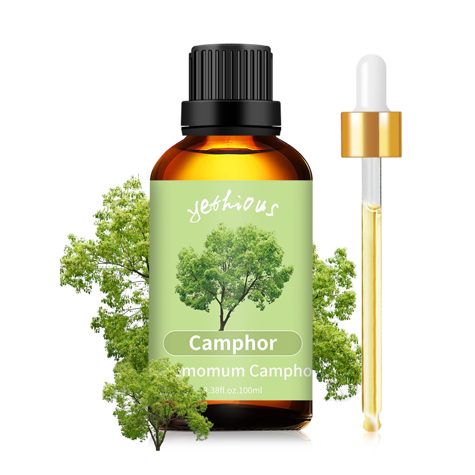 yethious Camphor Essential Oil for Diffuser & Aromatherapy, Massage, Candle Soap Making Camphor Oil Fragrance DIY - 100ML