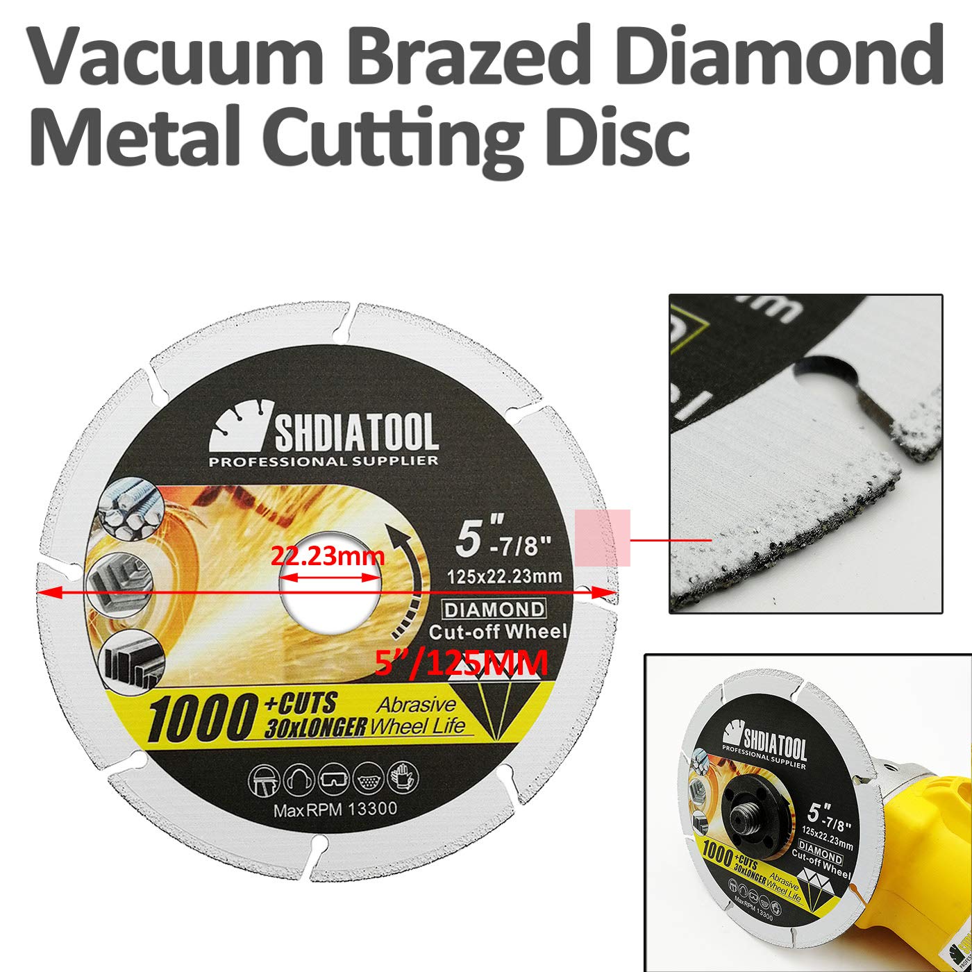 SHDIATOOL Disco da Taglio in Metallo Diamantato 5 Pezzi 125 mm per Tubo di acciaio Tondino per cemento armato Angolo di acciaio