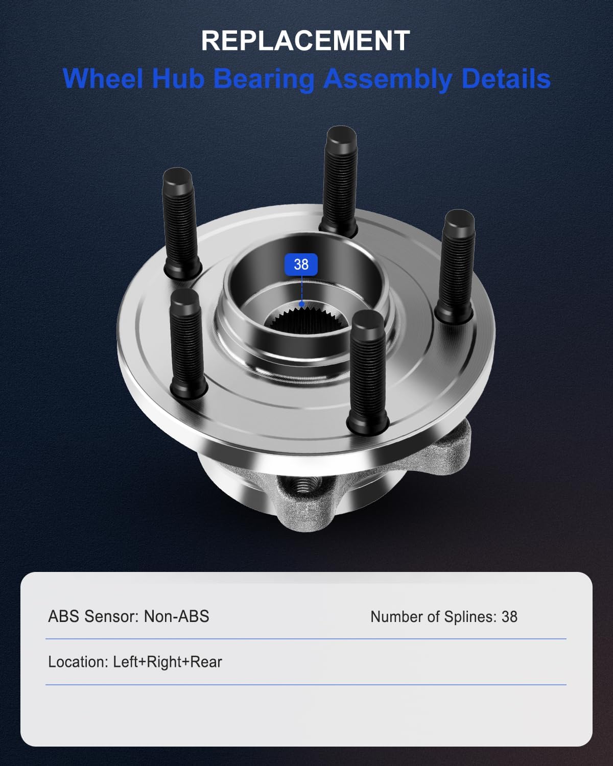 ECCPP Replacement Wheel Bearing Hub 513275 X 2 Hub Bearing Assembly Rear and Front Axle 5 Lugs For Ford Edge, Explorer, Flex, Taurus, Lincoln