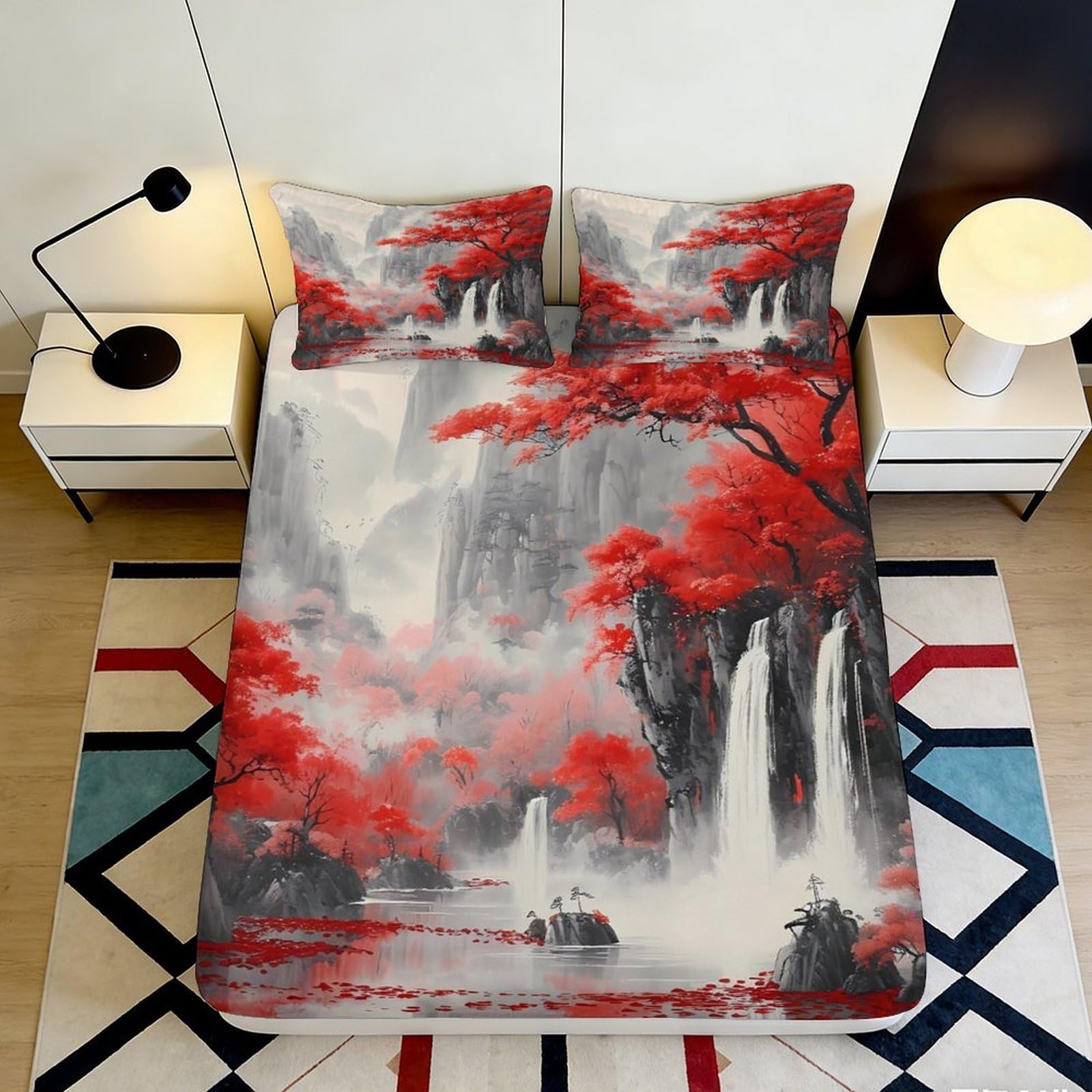 3D Printed Music Note Fitted Sheet Microfiber Deep Pocket Non-Slip Bedroom Bedding Musical Mattress Fitted Cover Washable for Adults 120x200x25cm