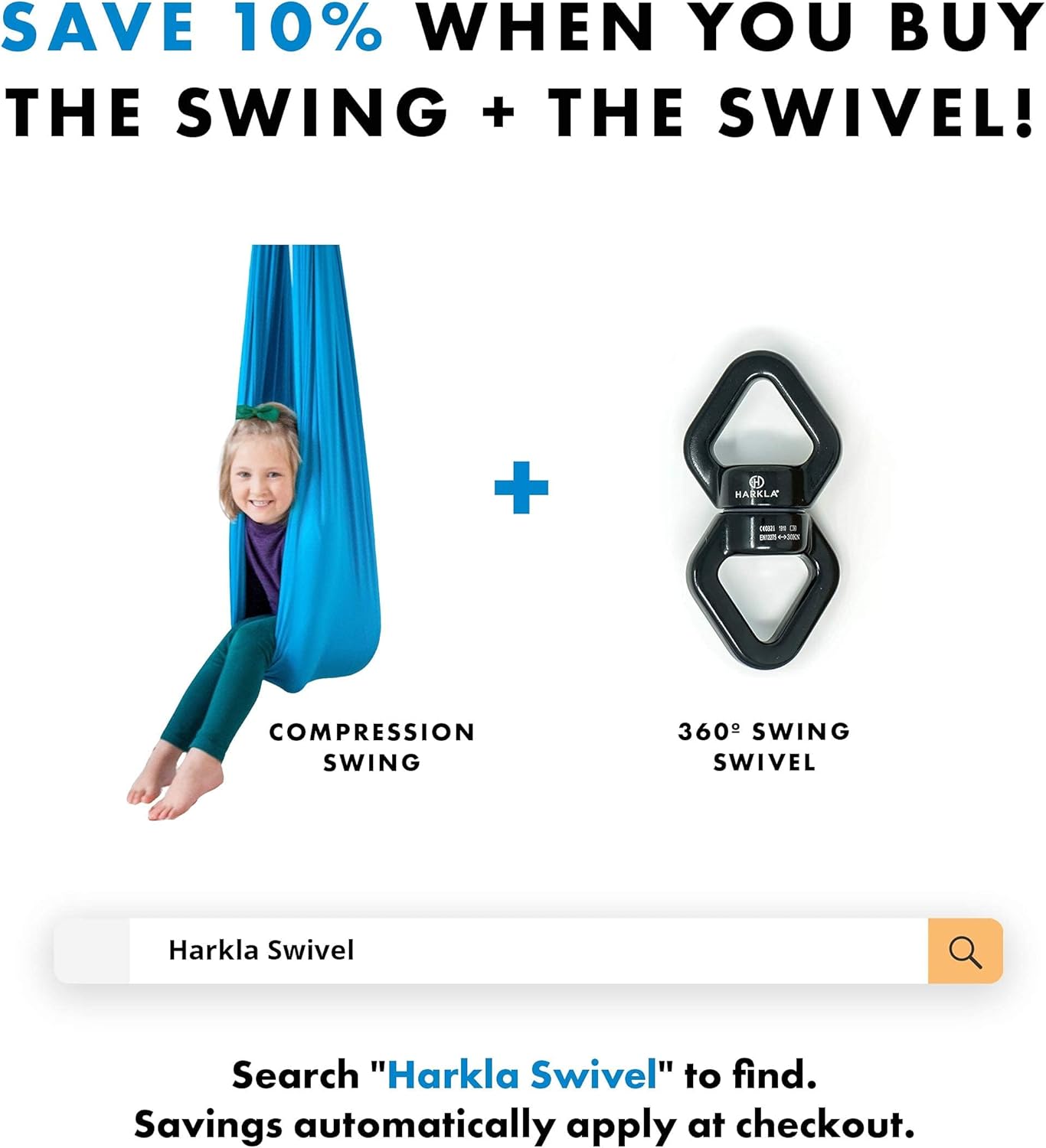 Harkla Sensory Swing for Kids & Adults - Holds 300lbs, Indoor Outdoor Sensory Swing for Hug Like Calming Effect - Double Layered Soft Fabric and Heavy Duty Hardware (Blue, 110" Swing) - Image 9