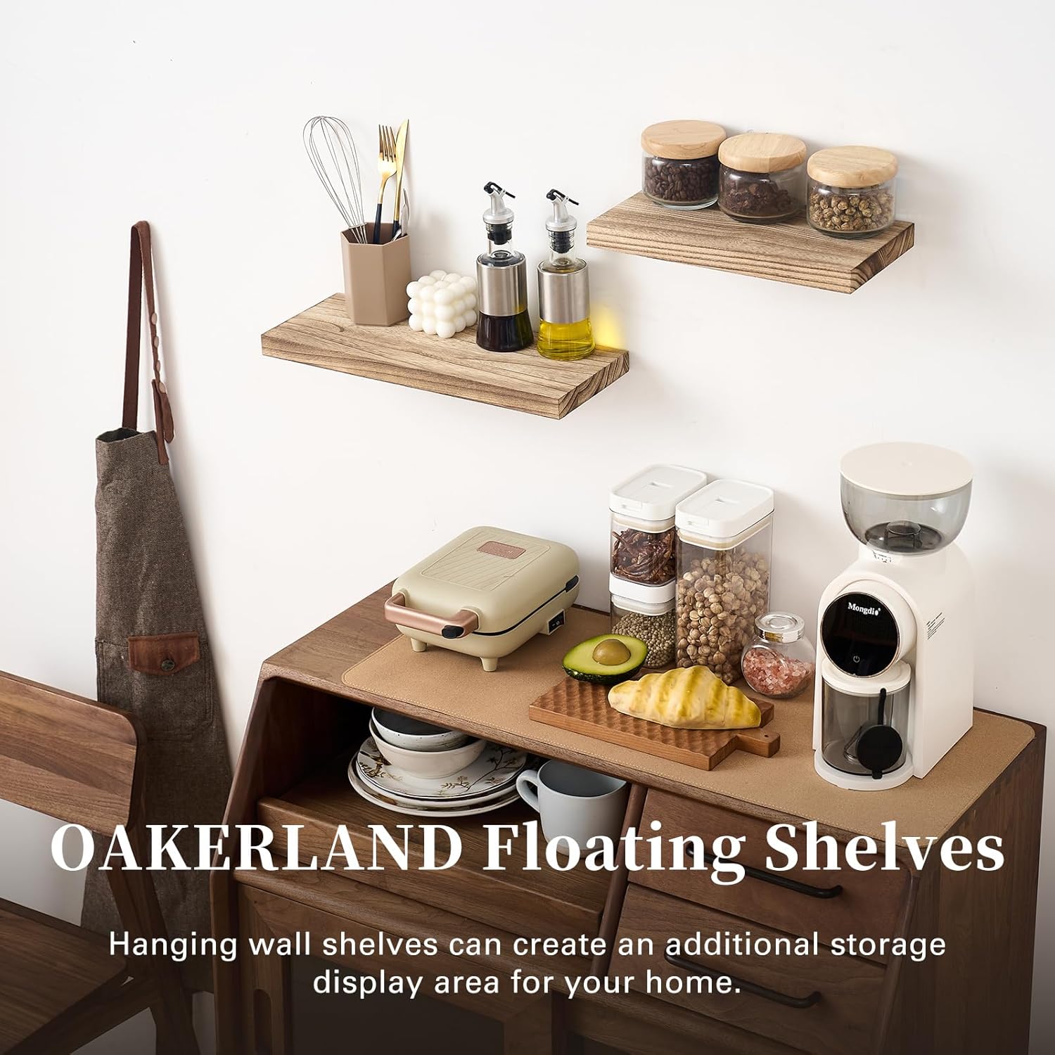 Floating Shelves for Wall Set of 2, 16 inch Rustic Paulownia Wood Wall Shelves for Bathroom, Living Room, Bedroom and Kitchen, Picture Ledge for Storage,Books,Room Decor,6x16 inch