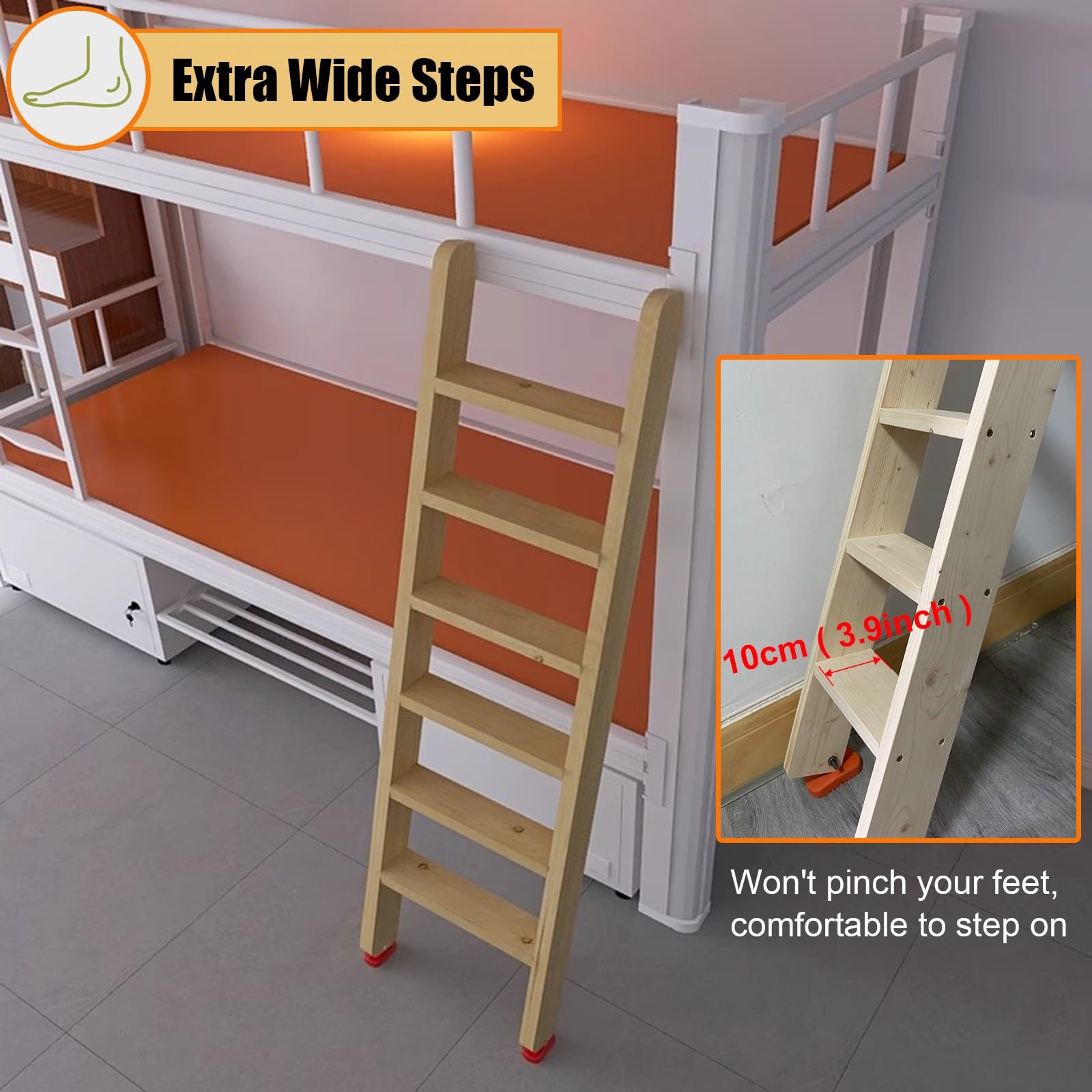 LXLZYXSF Kinder-Etagenbett-Leiter Ersatz Hölzerne Hochbett-Leiter, Wohnmobile Wohnmobil Stockwerkleiter Oben 100cm - 230cm Hoch, Wohnbett-Leiter Für Schulen, Baumhäuser(H-1.15m/45.3in/3.8ft)