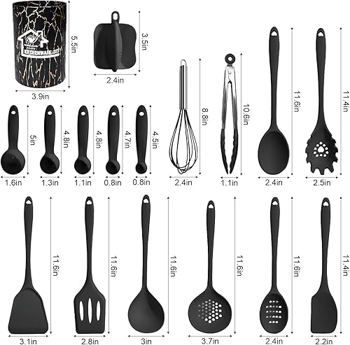 Miniatura 2 de Juego de utensilios de cocina, 18 piezas, juego de utensilios de cocina de silicona, juego de herramientas para utensilios de cocina antiadherentes,