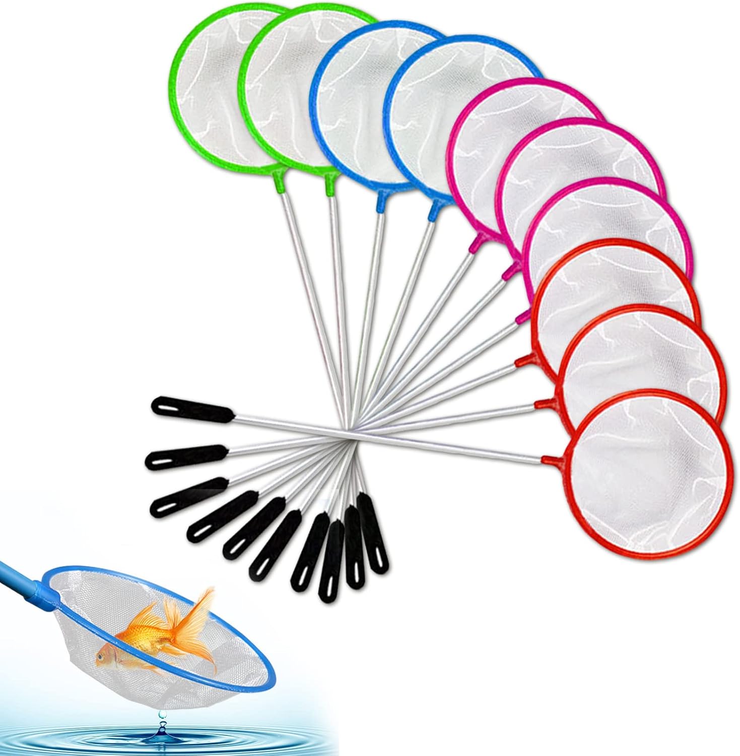 低価格で大人気の 金魚網 小 青白2色アソート 全長約30 5cm 300個セット販売 魚釣り網 Fucoa Cl